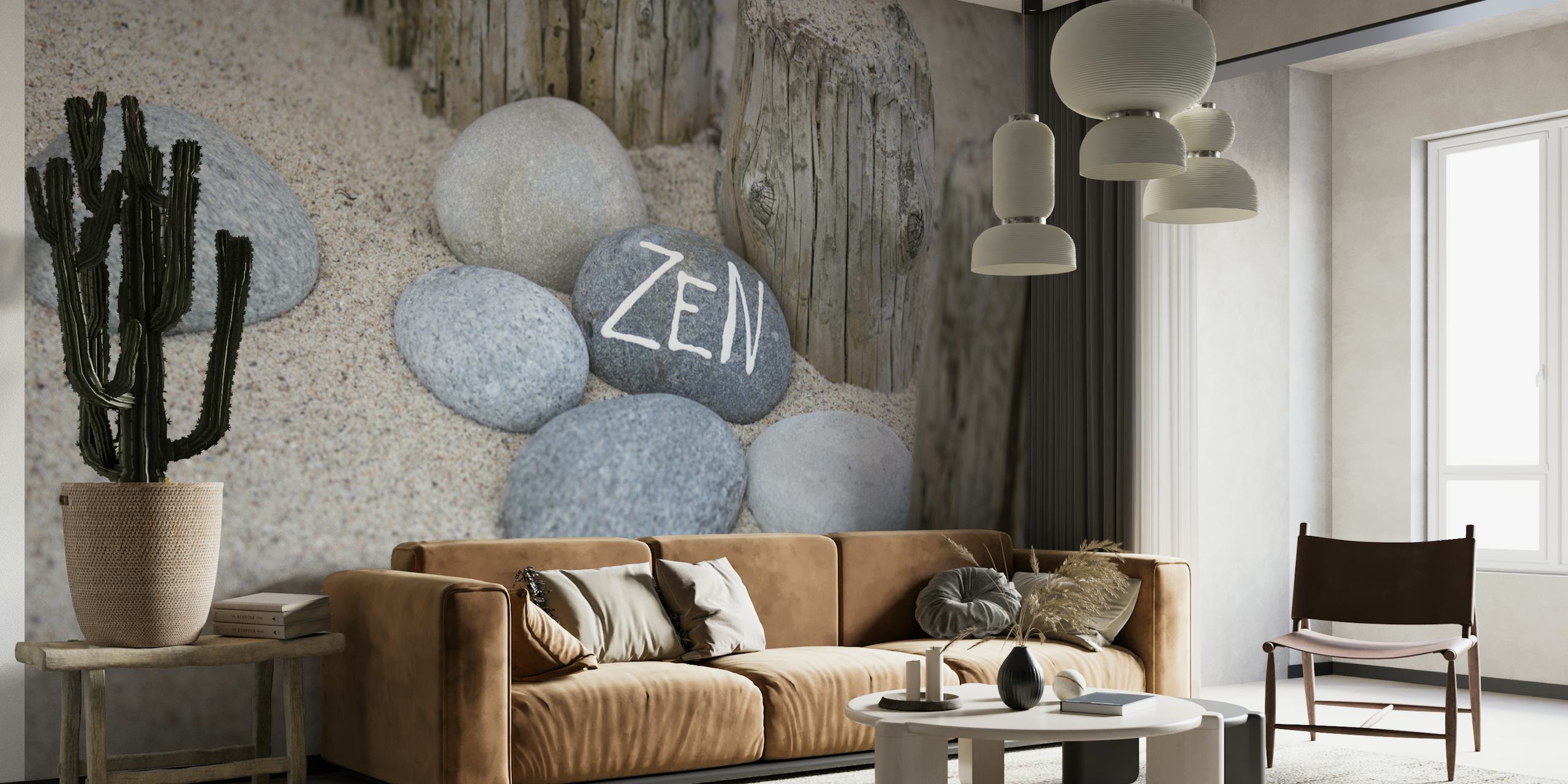 Zen lettering on pebbles wallpaper design