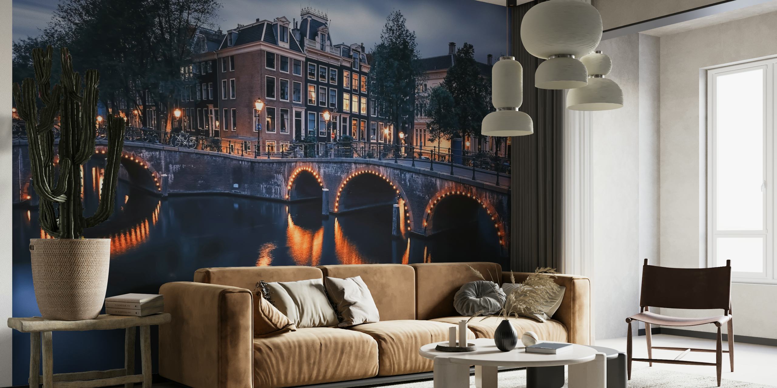 Amsterdam at dusk wallpaper