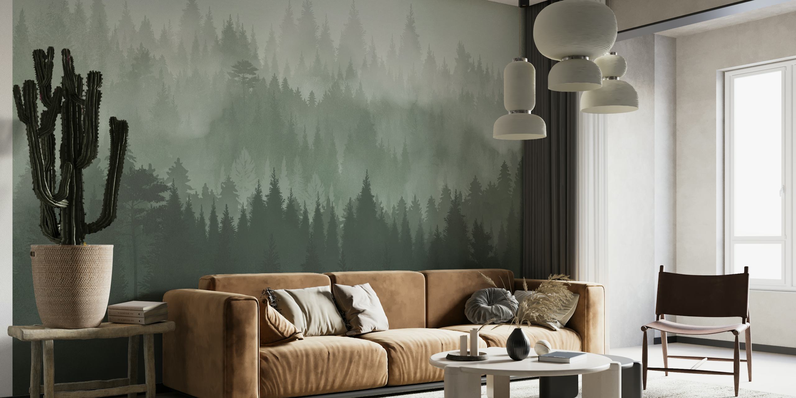 Forest Green 2 tapettisuunnittelu huoneessa