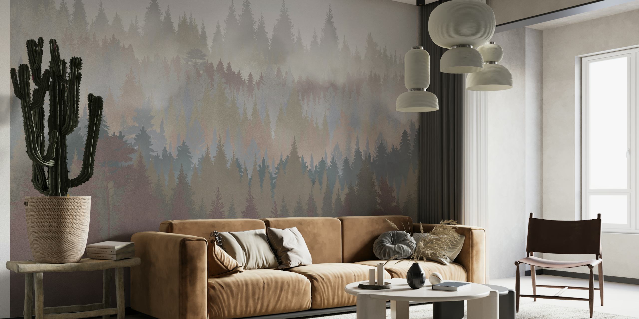 Forest Fall wallpaper design in a room