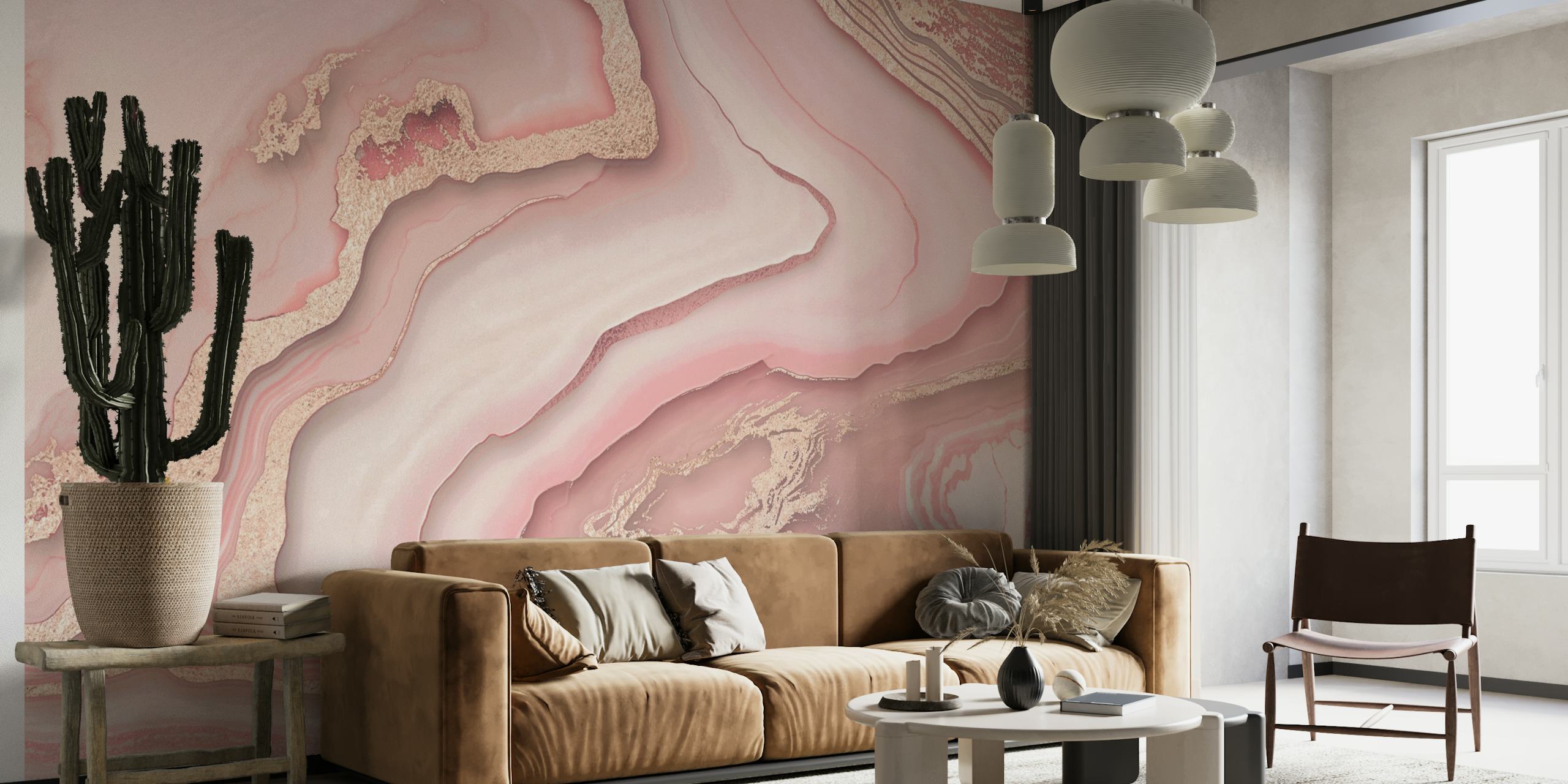 Pink Rose Gold Marble ταπετσαρία