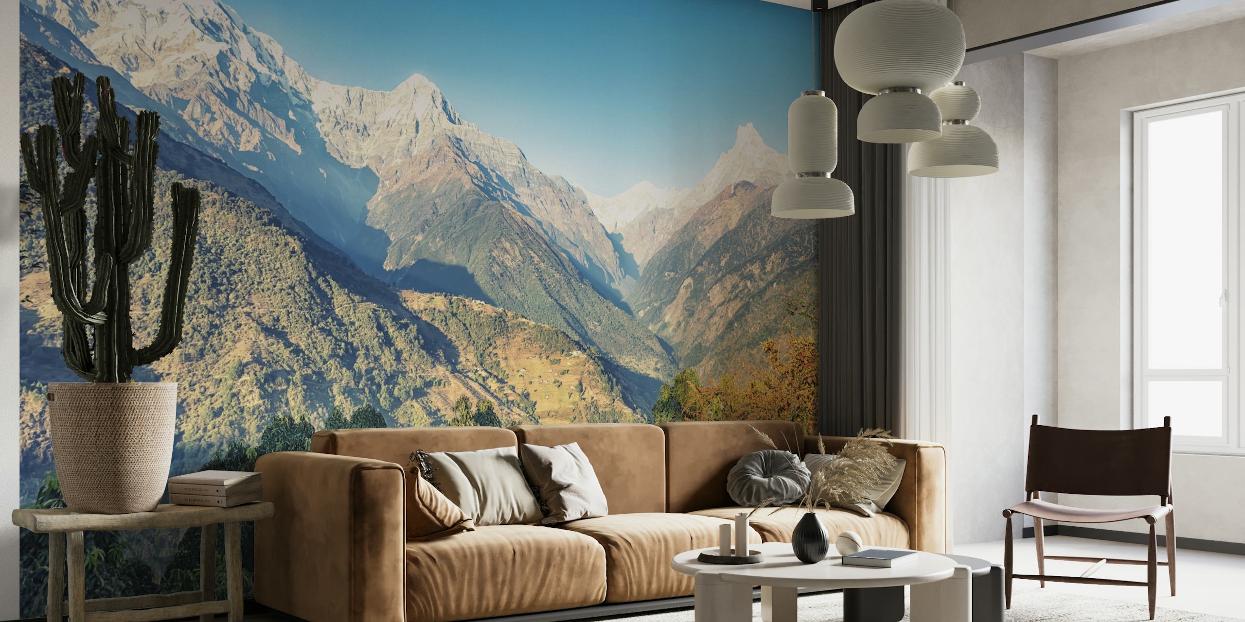 Himalayan landscape wallpaper in a room