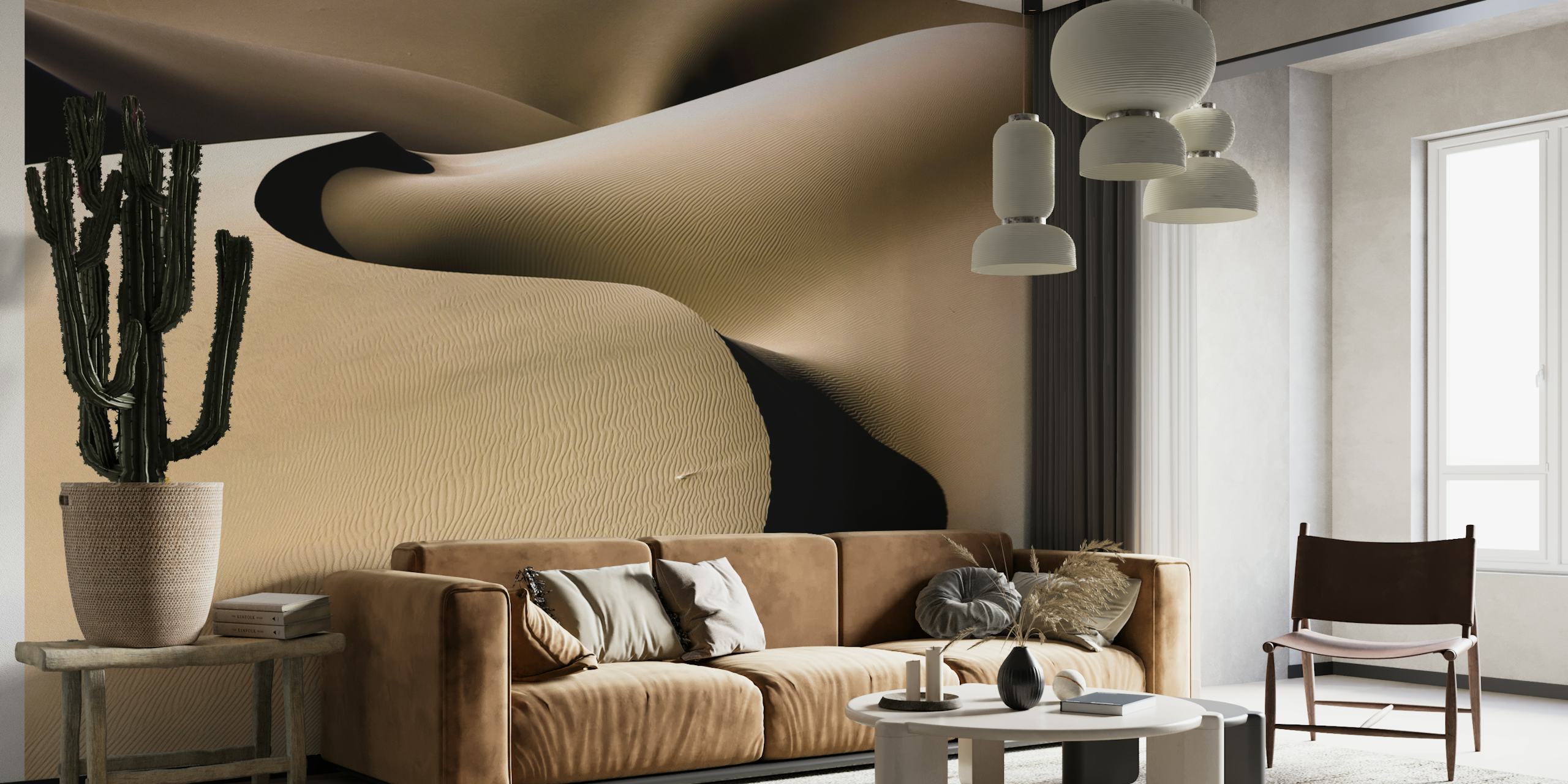 Desert line wallpaper design in a room