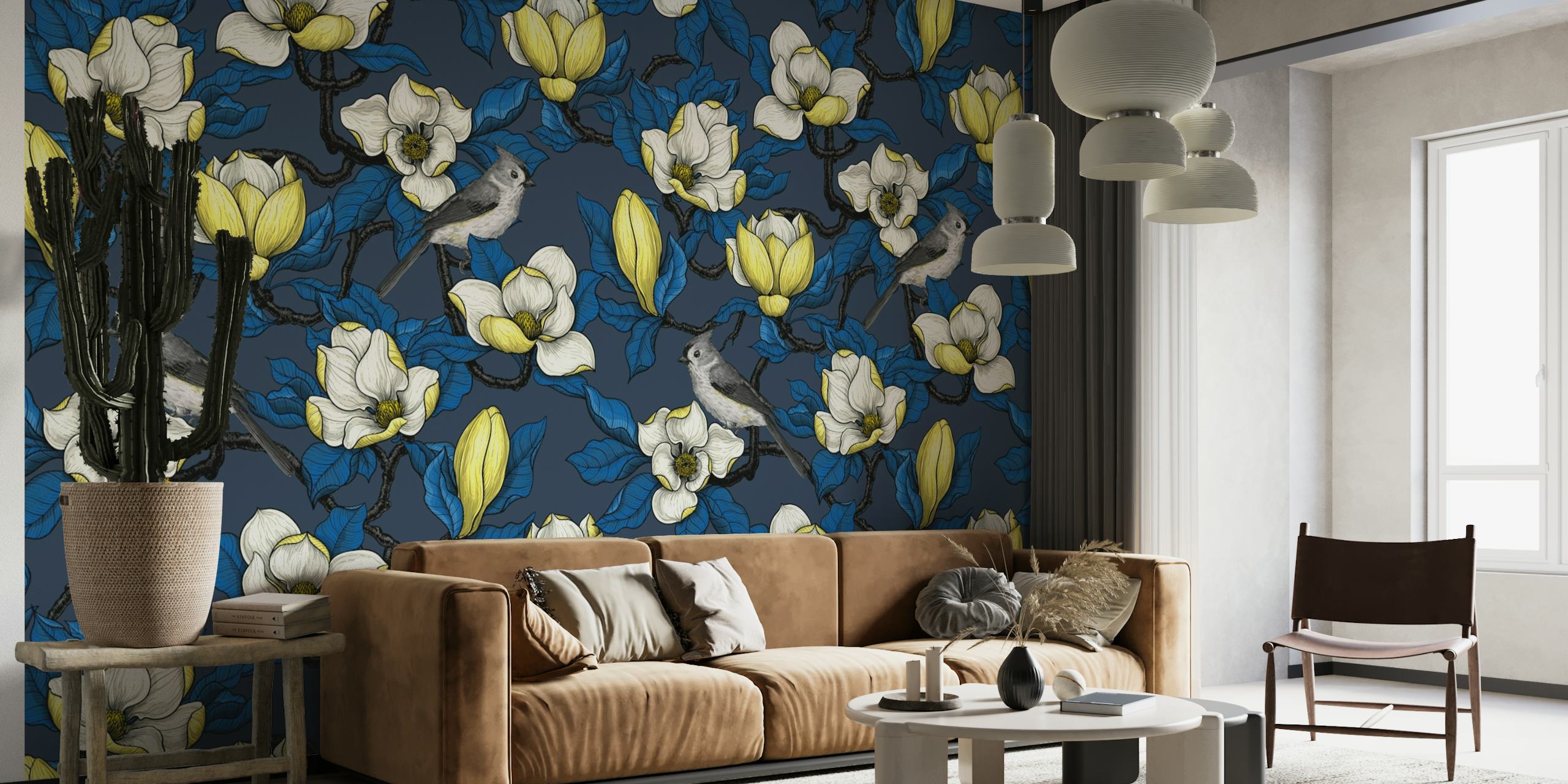 Blooming magnolia and bird 5 wallpaper