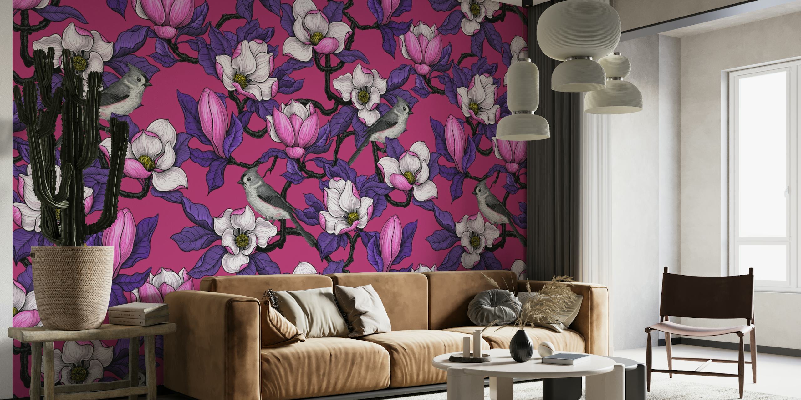 Blooming magnolia and bird 7 wallpaper