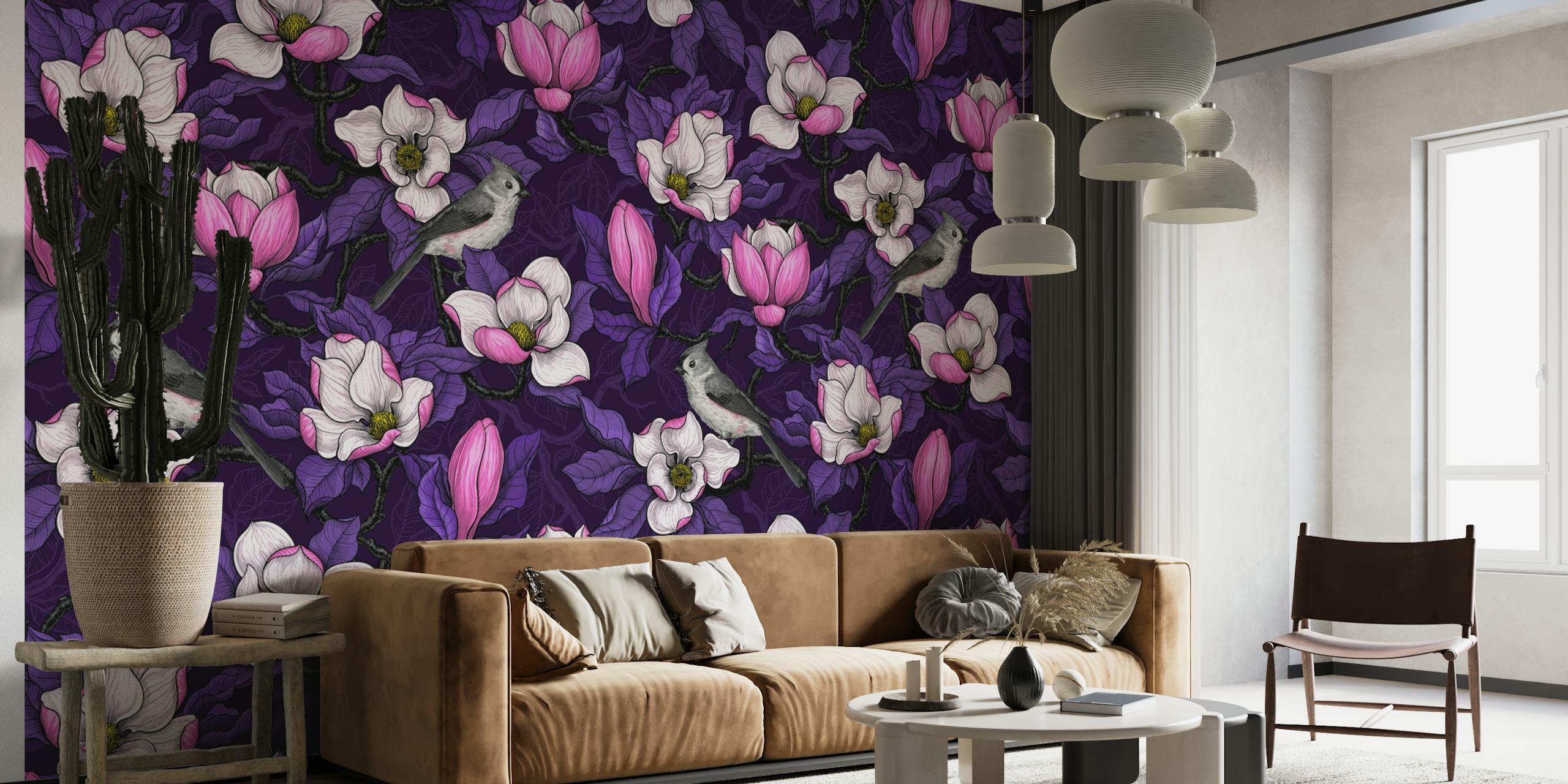 Blooming magnolia and bird 8 wallpaper