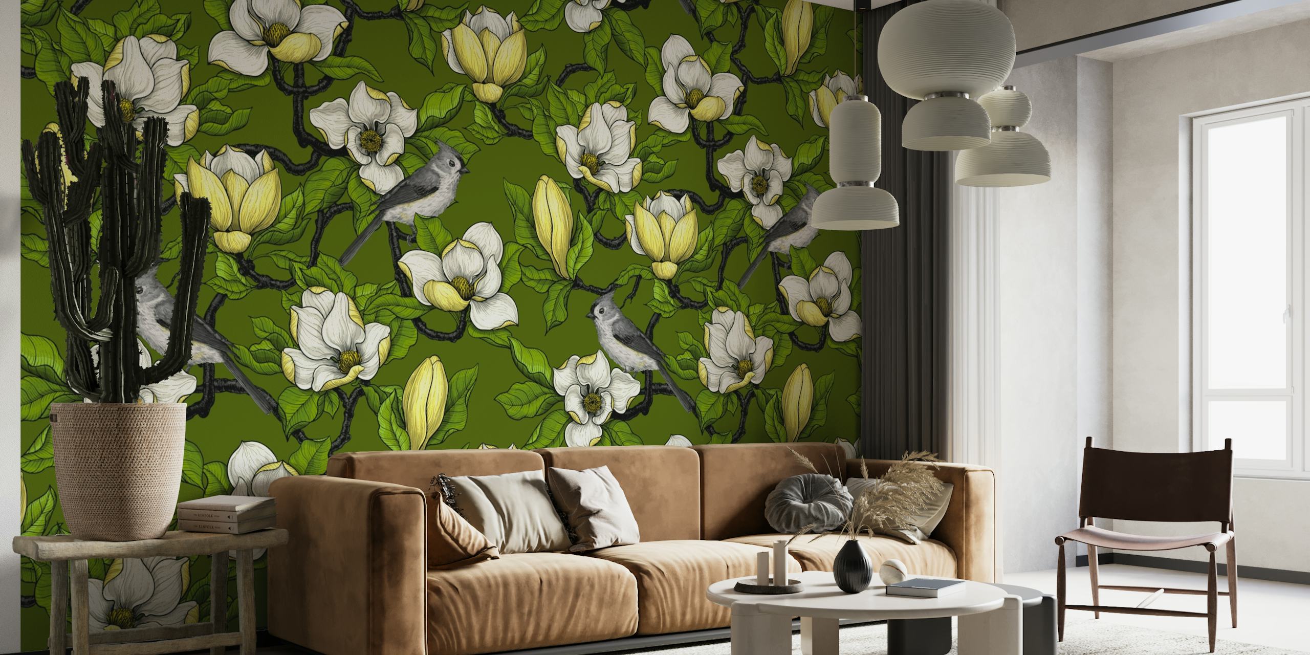 Blooming magnolia and bird 3 wallpaper