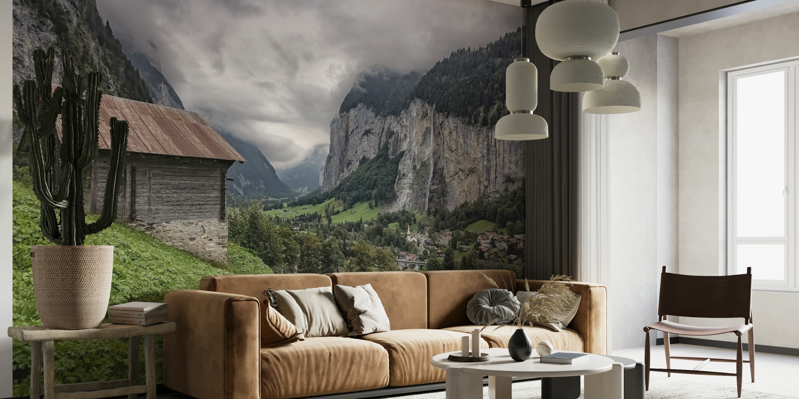 Lauterbrunnen Valley wallpaper in a room