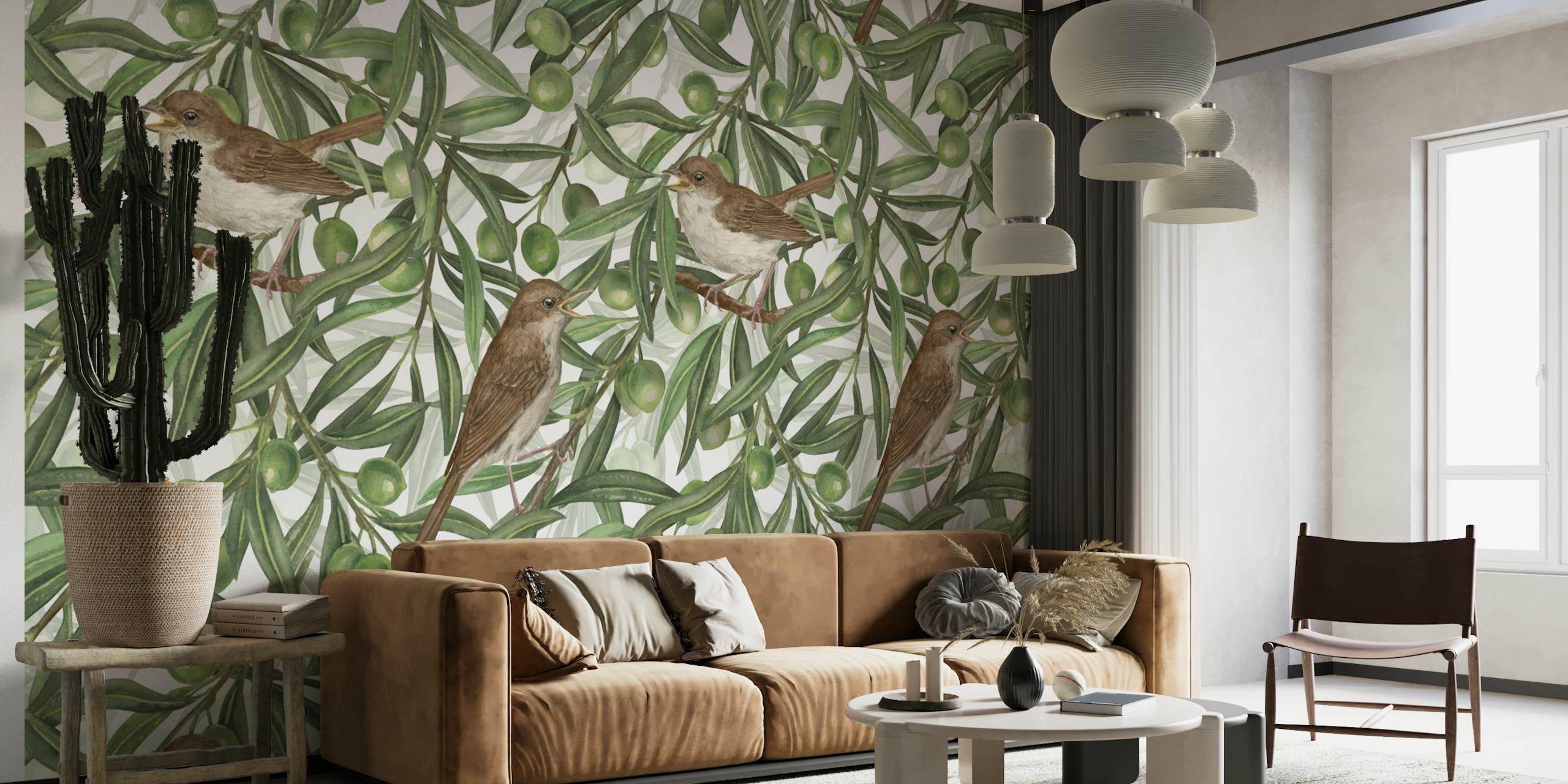 Birds in the olive tree 3 wallpaper