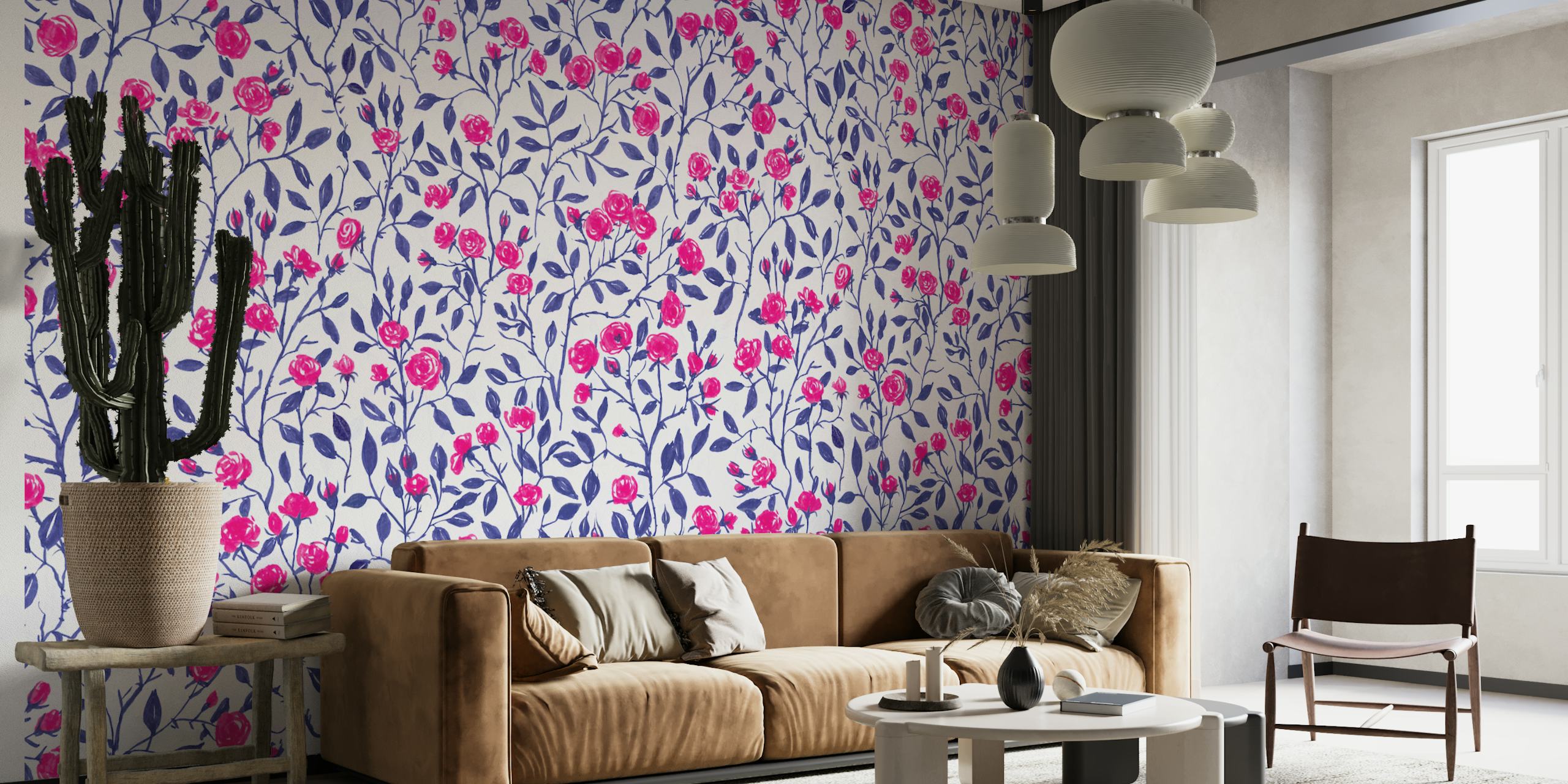 Papel de parede Red rose bush em um quarto