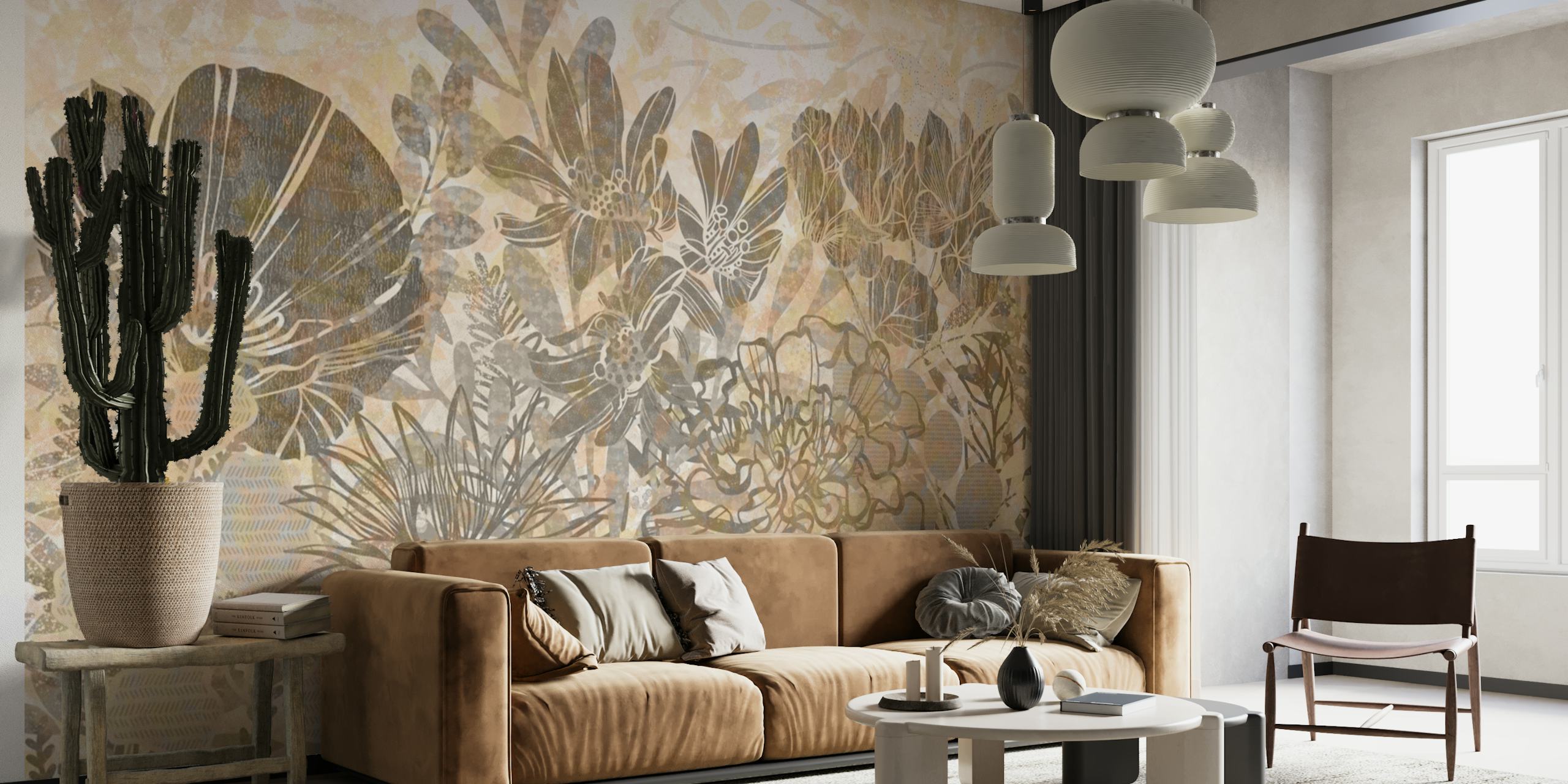 The Golden Garden wallpaper displayed in a room