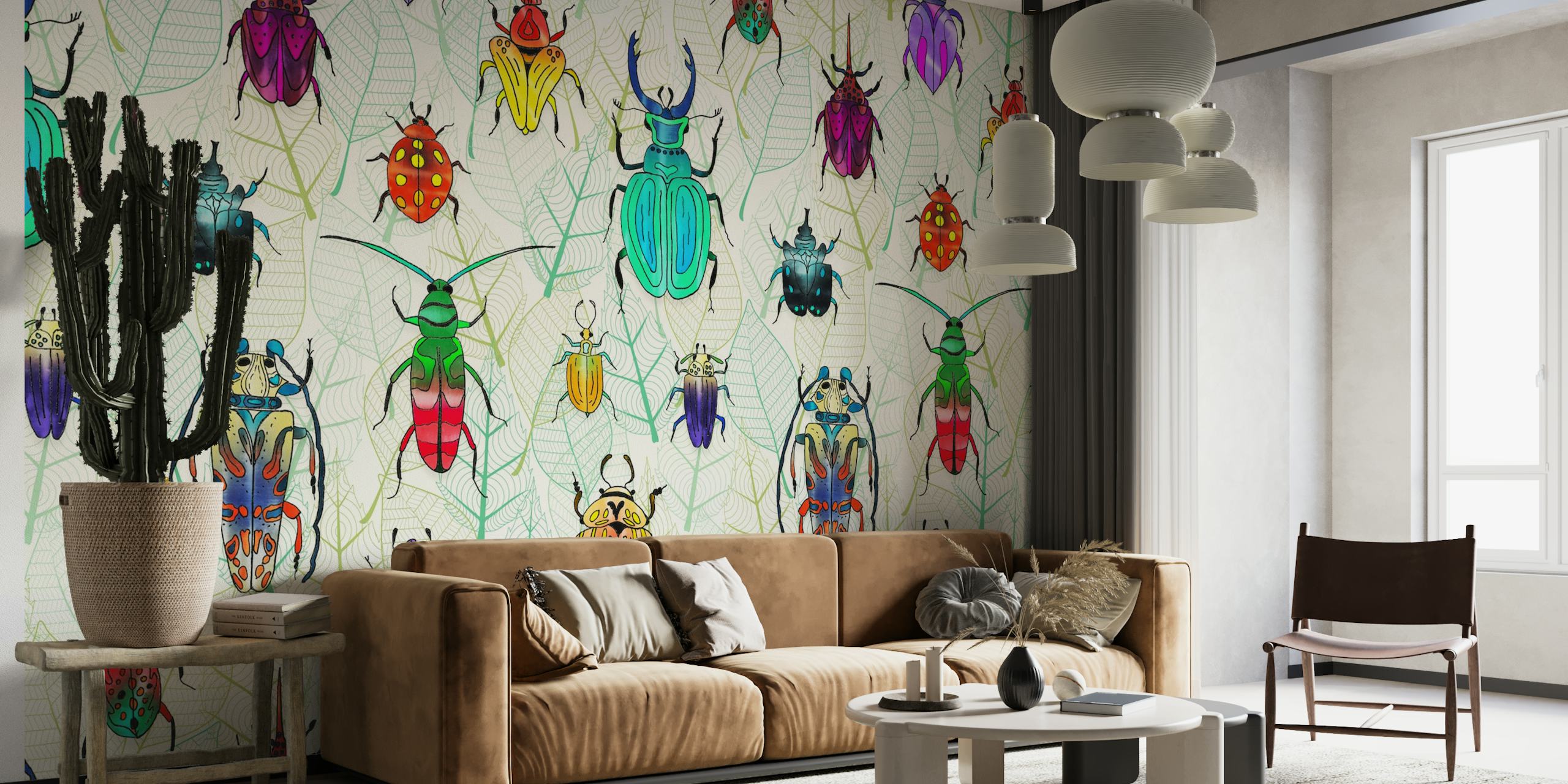 Colorful beetles Tapete in einem Raum angezeigt