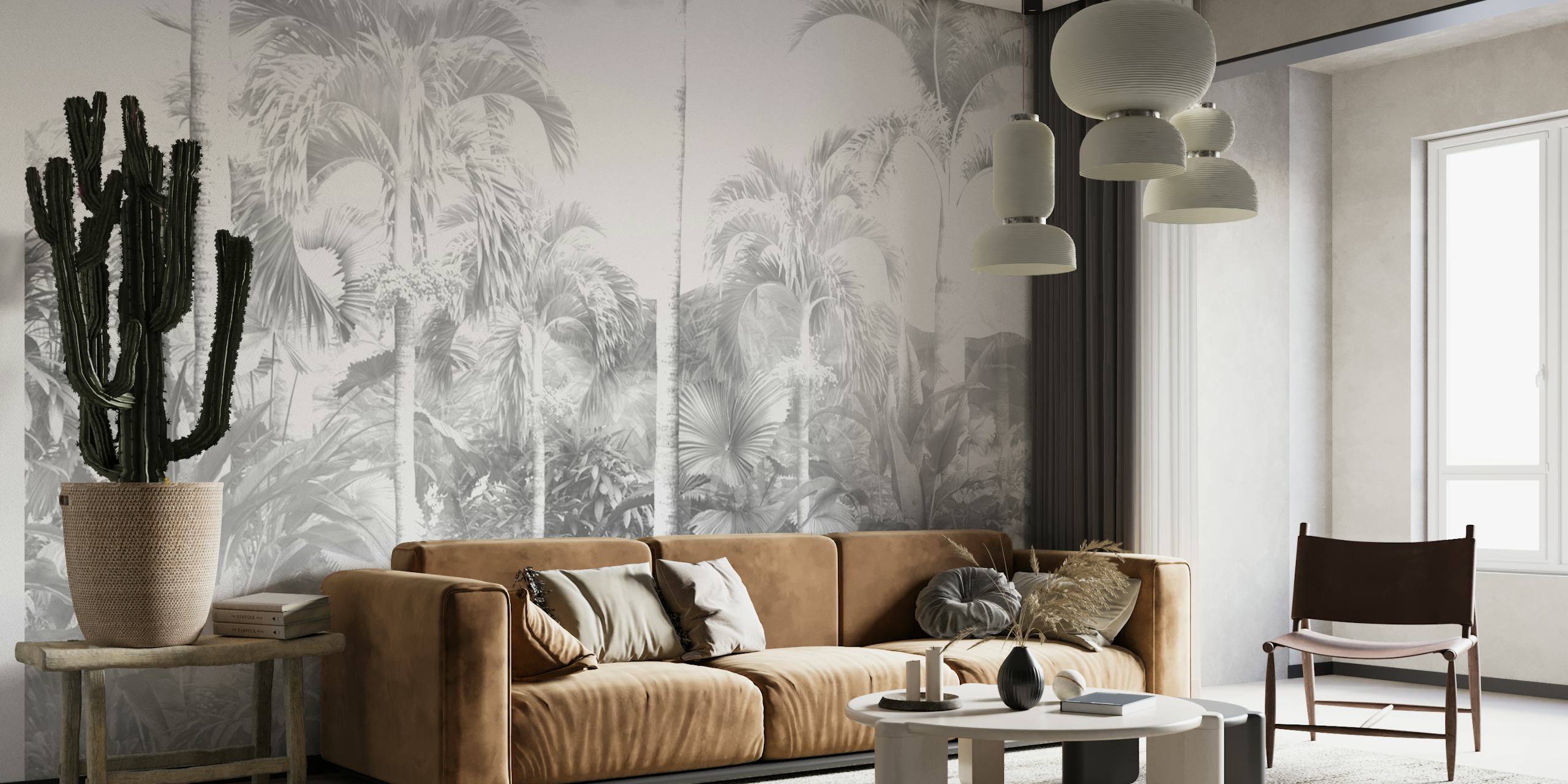 Foggy tropical trees wallpaper