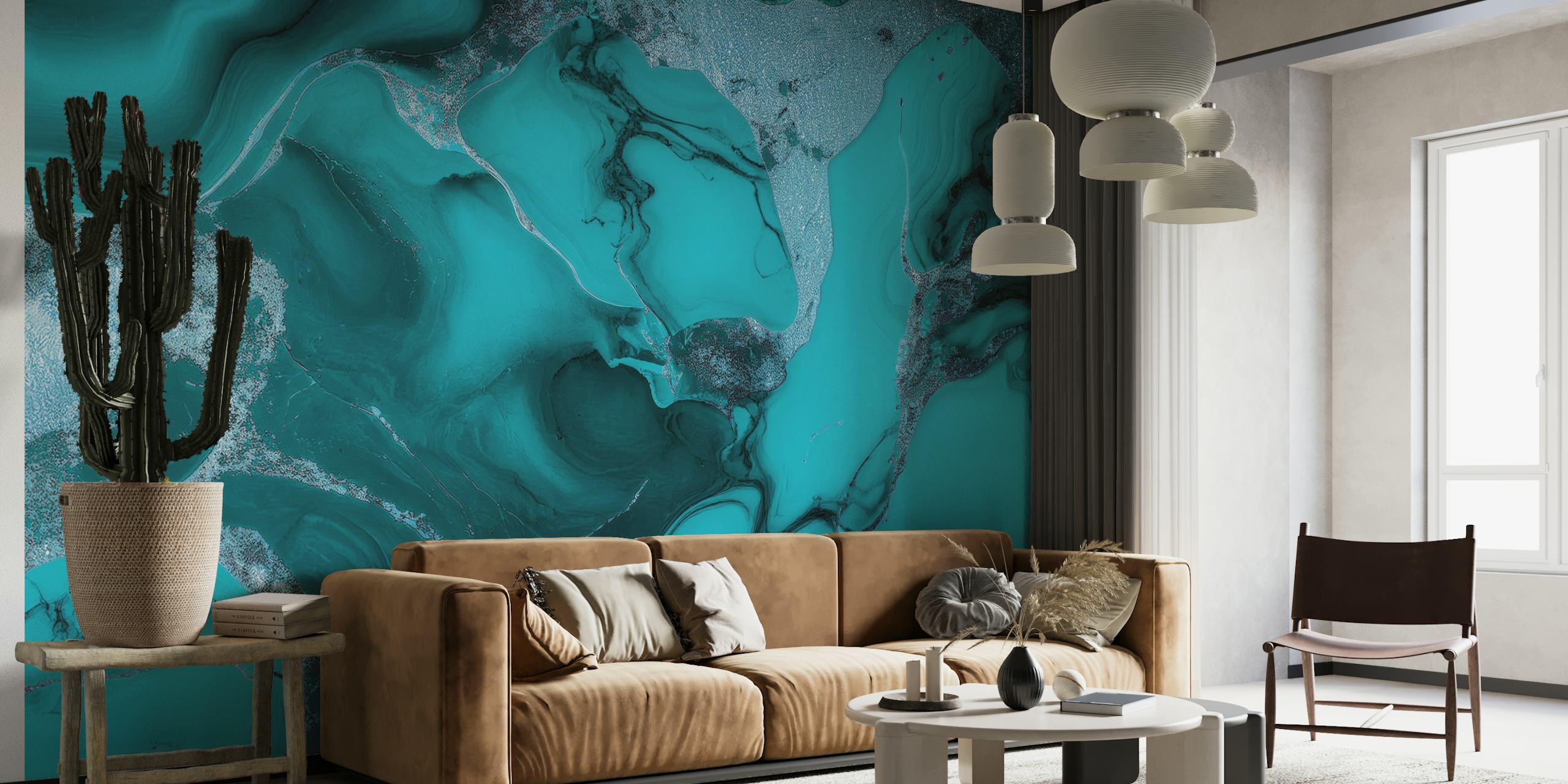 Diseño de Papel Tapiz Fancy Faux Marble Teal