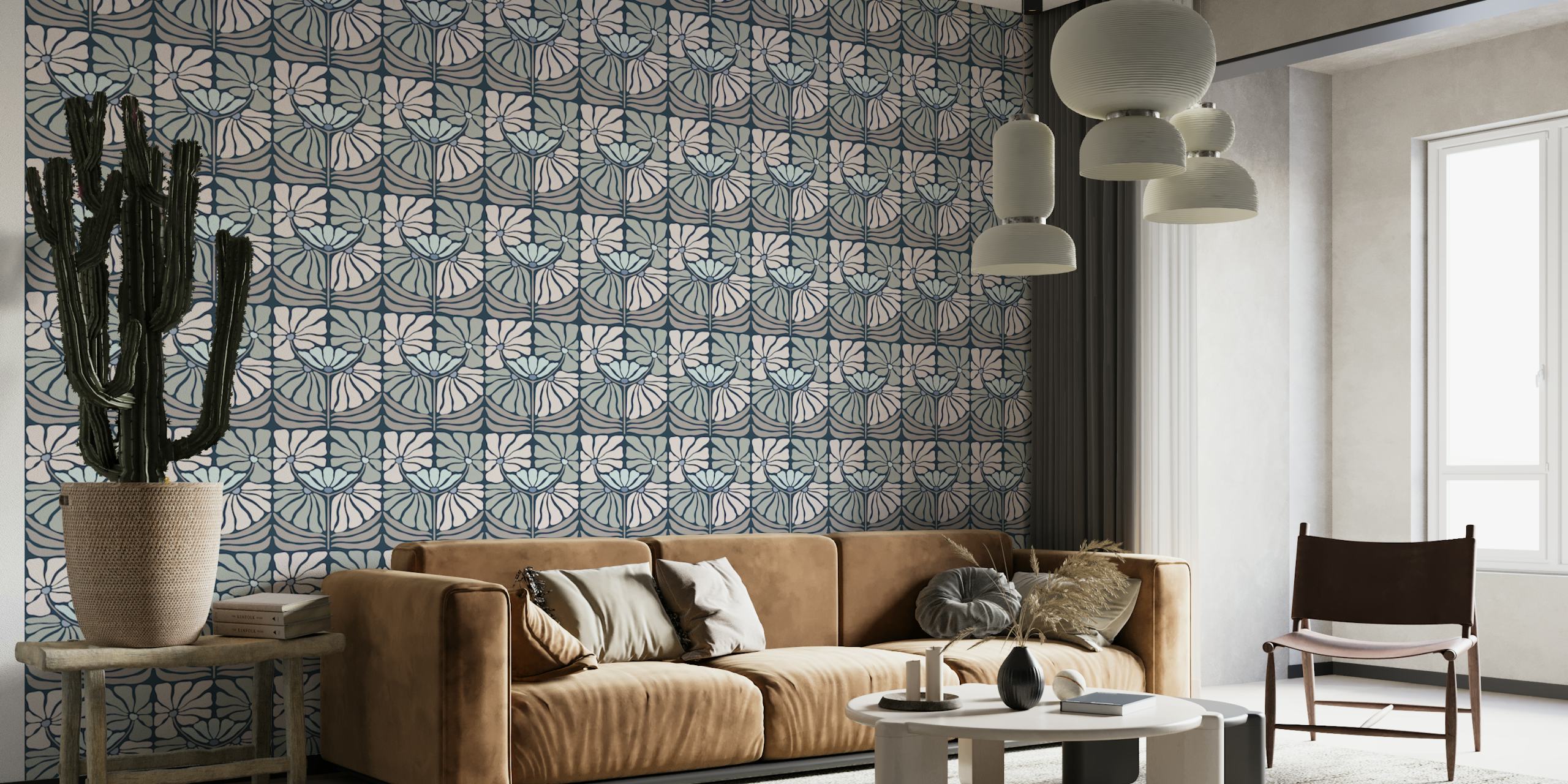 Diseño de papel tapiz Elegant Flowers en una habitación