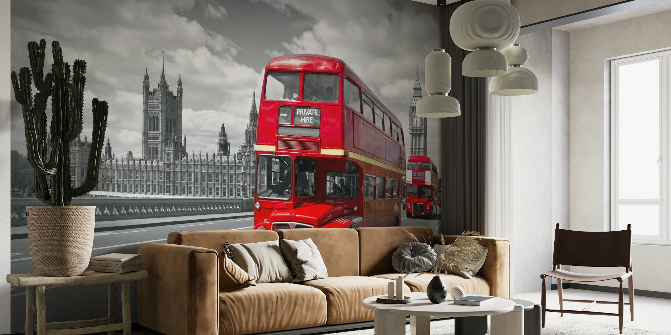 Old Red Buses in London papel pintado
