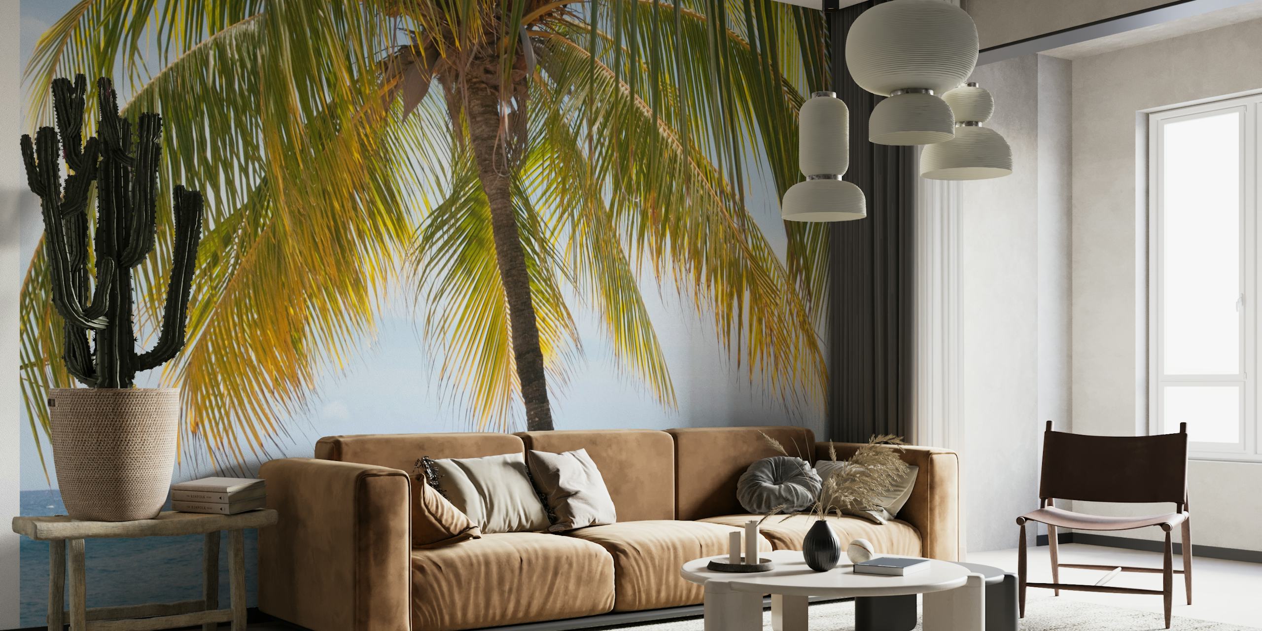 Caribbean Palm Tree Beach 1 behang