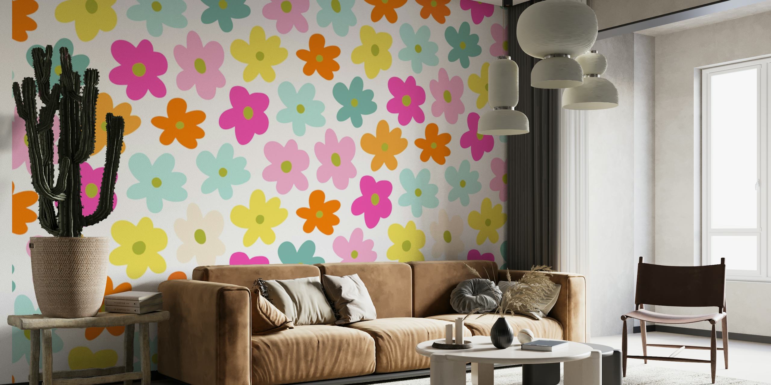 Colorful Hippie Flowers papel de parede
