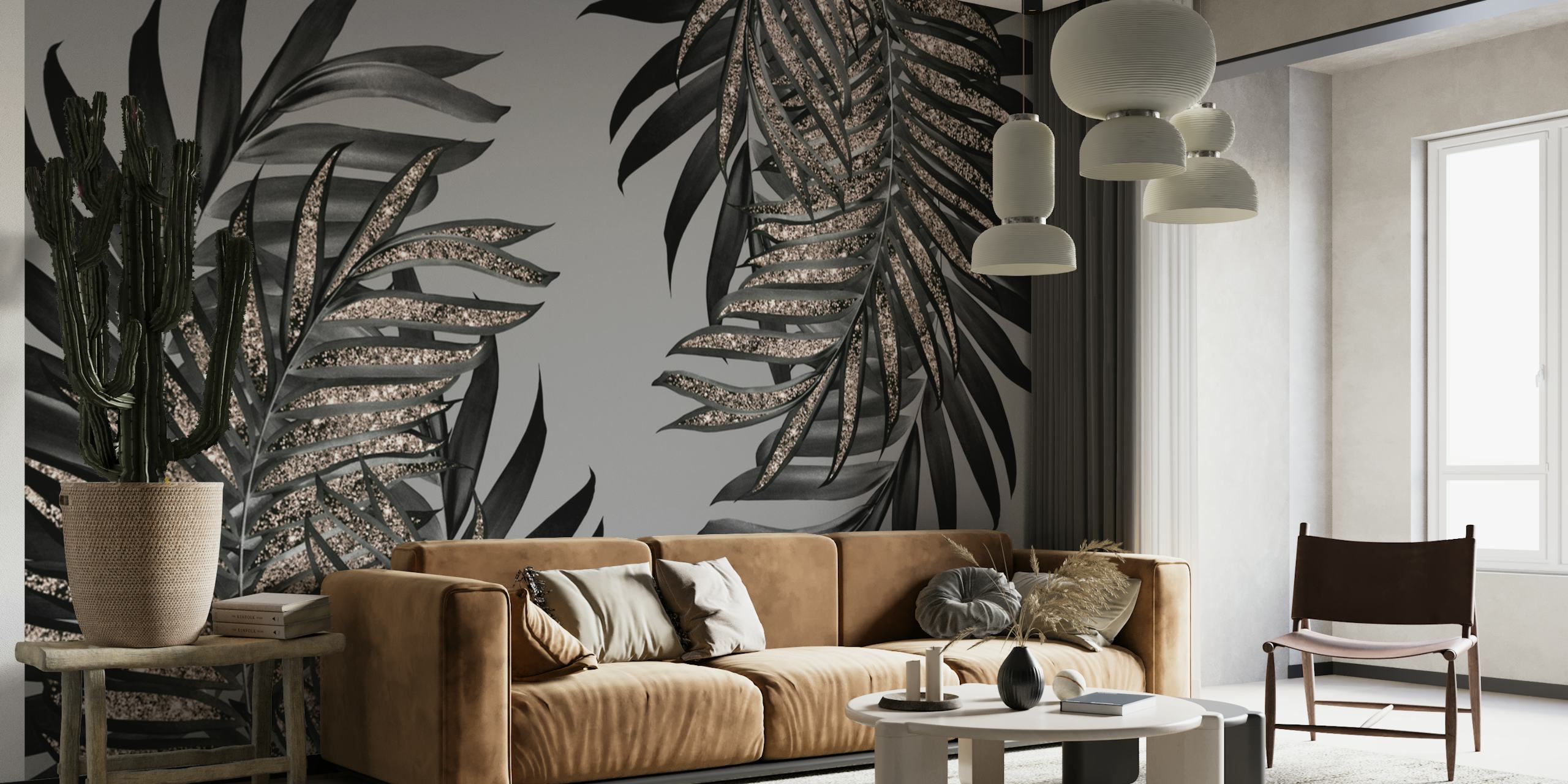 Palm Leaves with Glitter 5 papel de parede