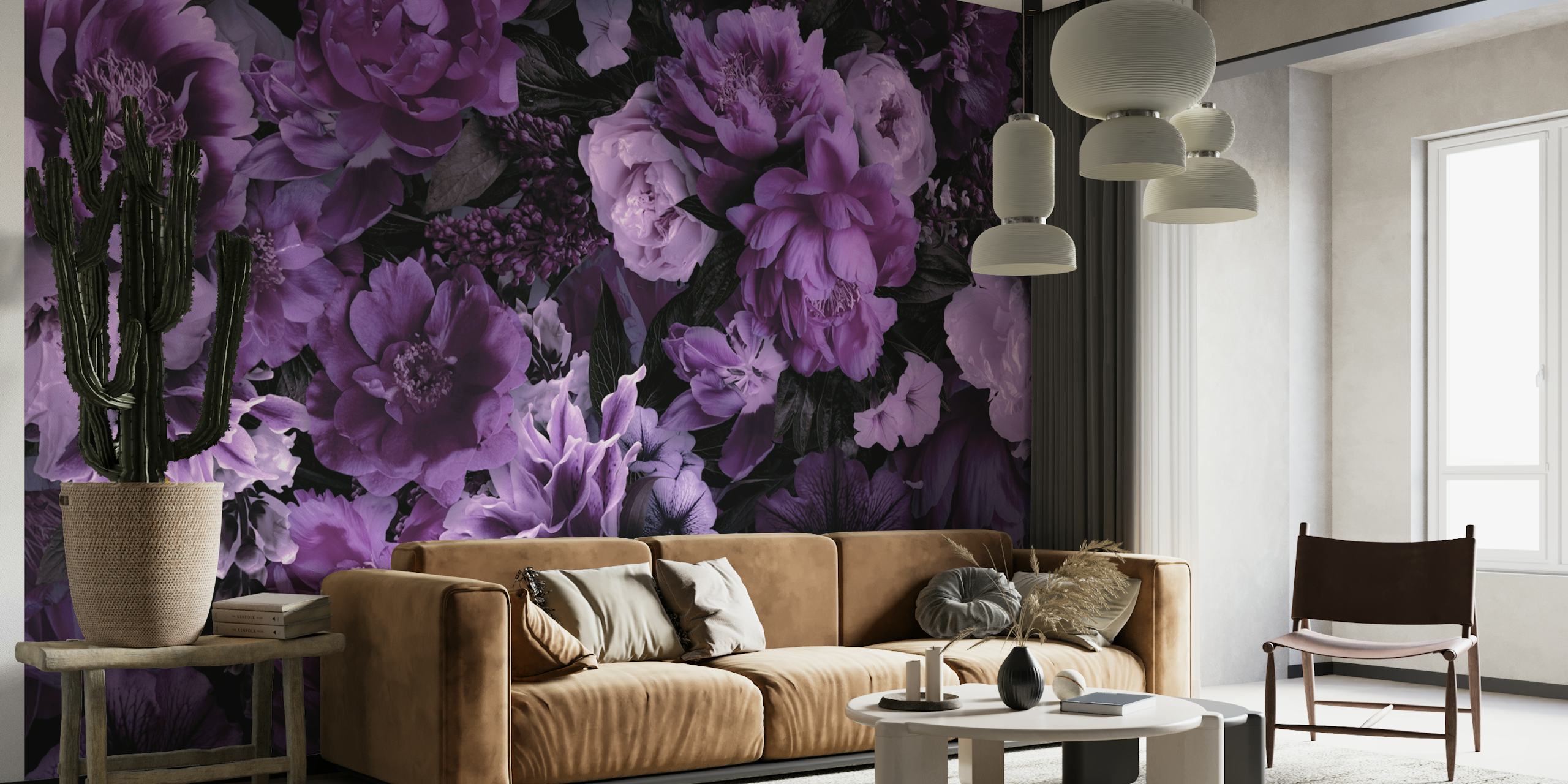 Floral Baroque Opulence Purple papiers peint