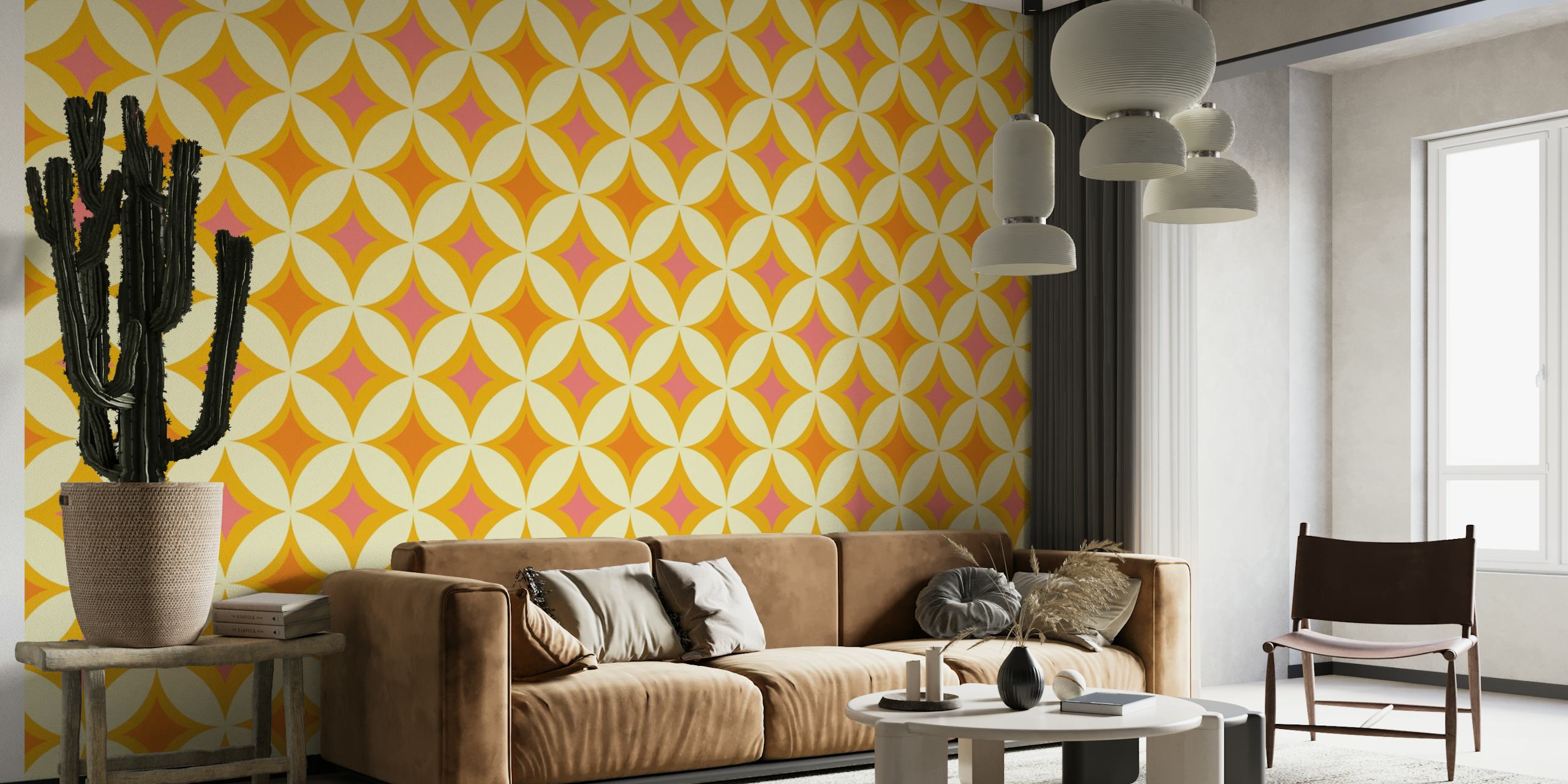 Retro Tiles Dot Pink wallpaper