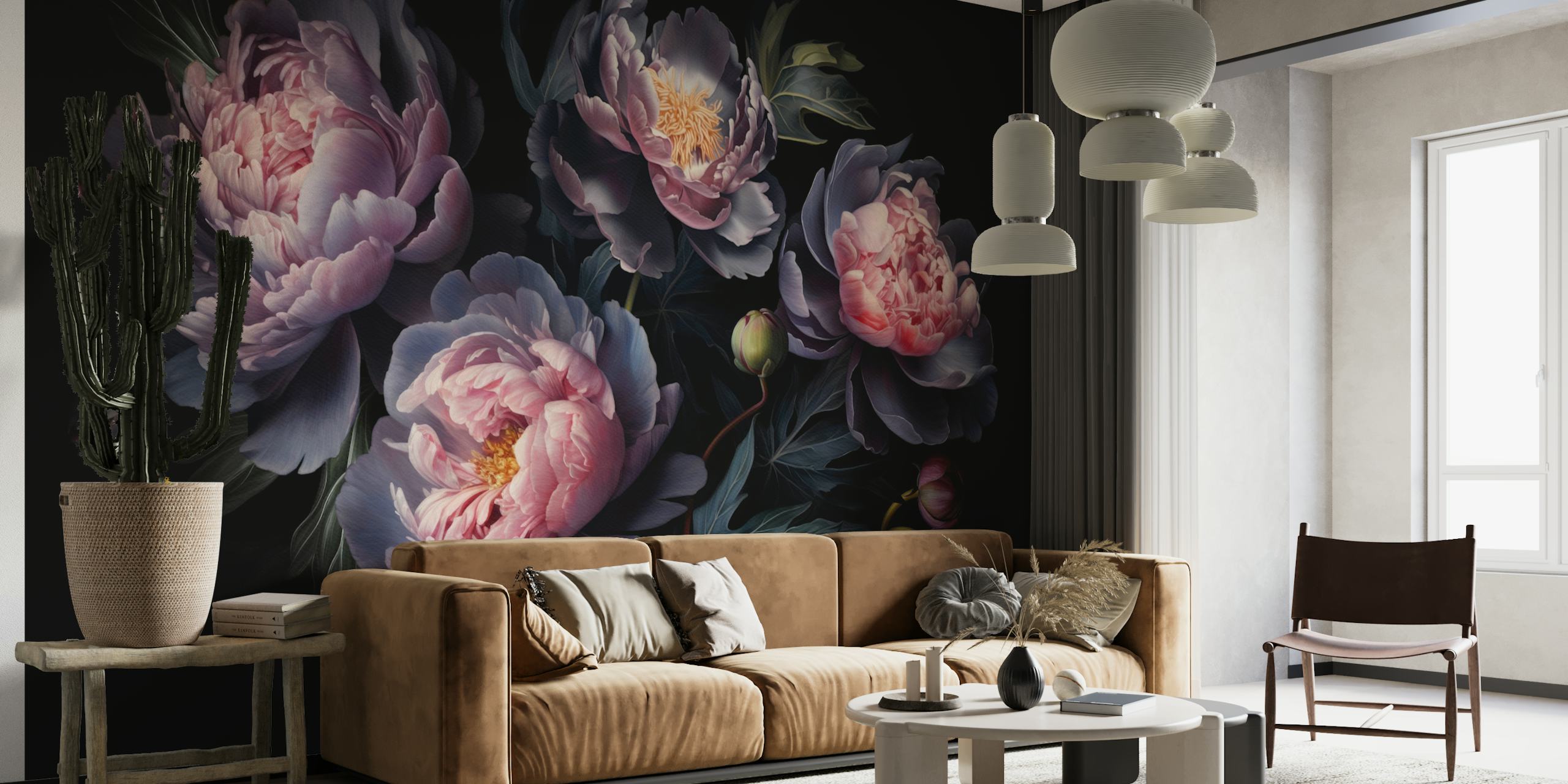 Moody Opulent Baroque Peonies σχέδιο ταπετσαρίας