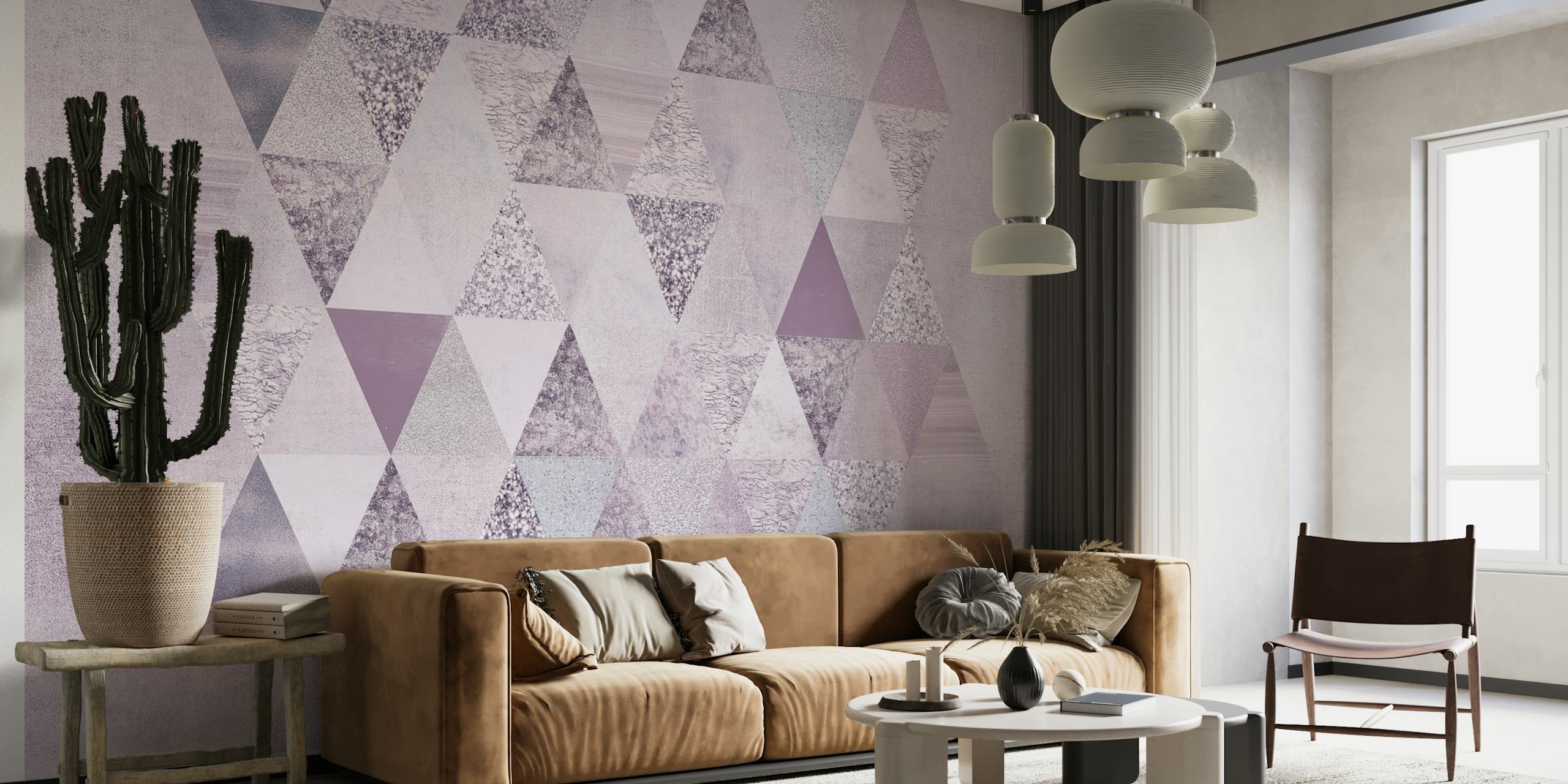 Blush And Lilac Triangles papel de parede