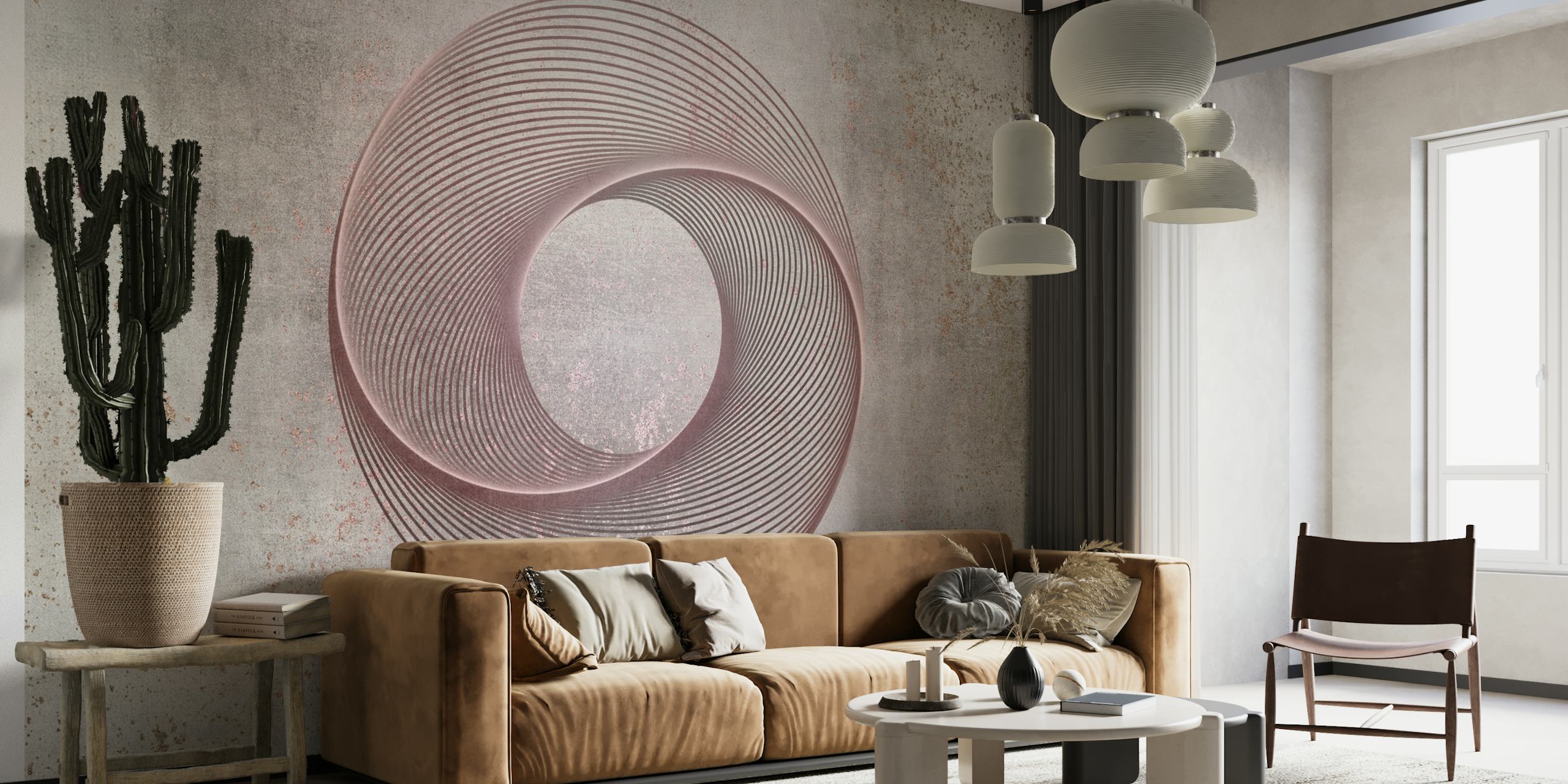 Rose Gold Line Art Circle wallpaper