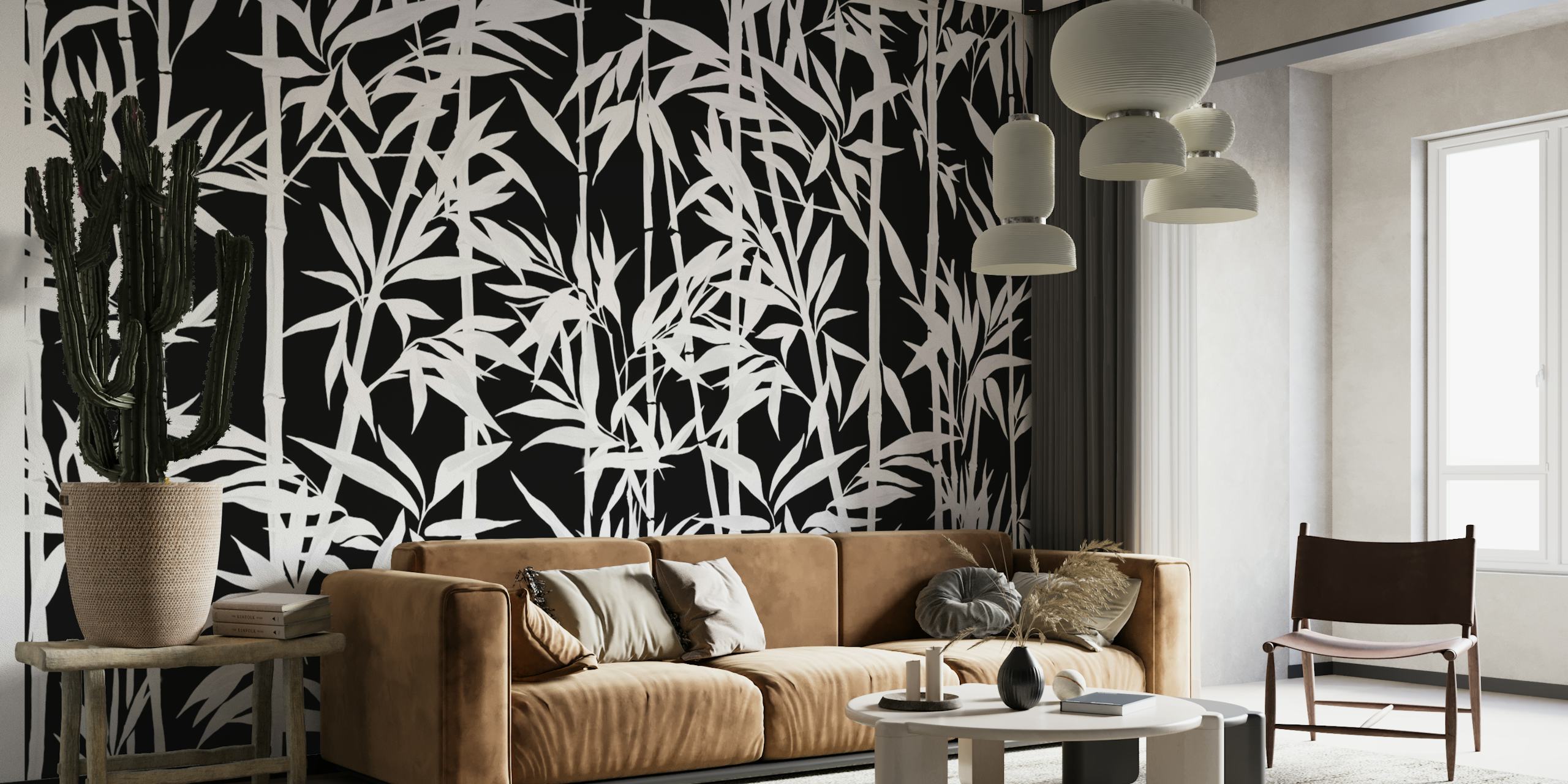 Bamboo White Black wallpaper