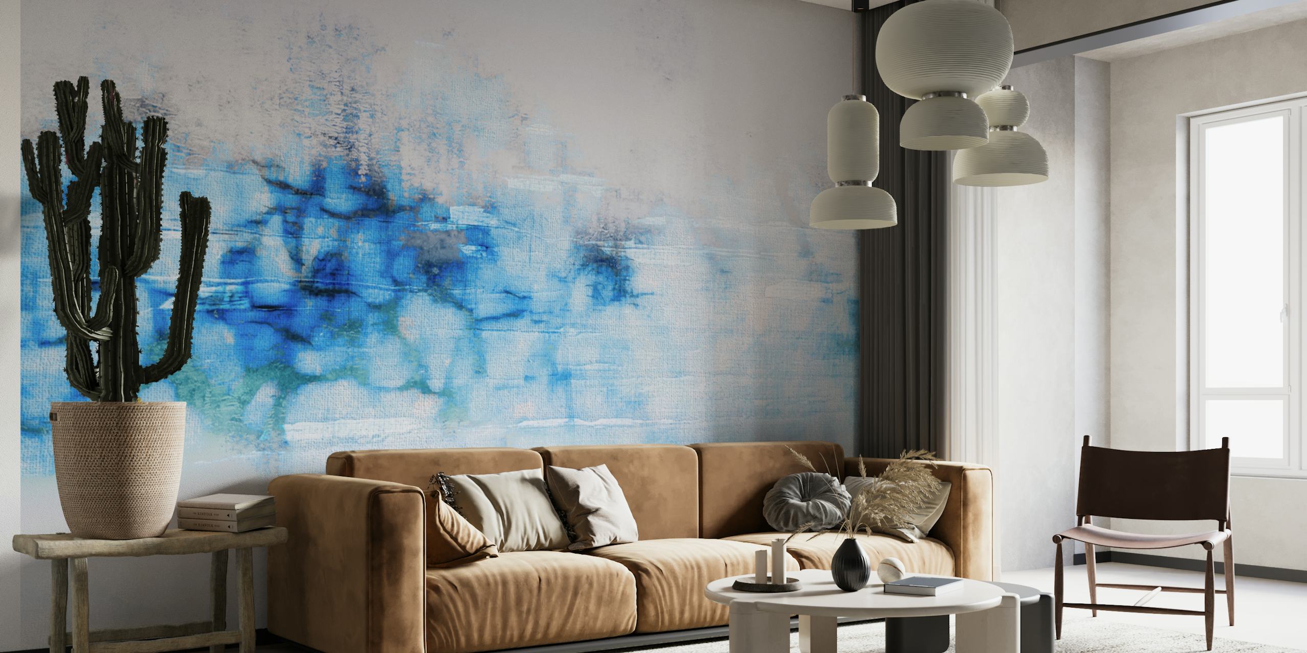 Soft blue and white watercolor abstract wallpaper