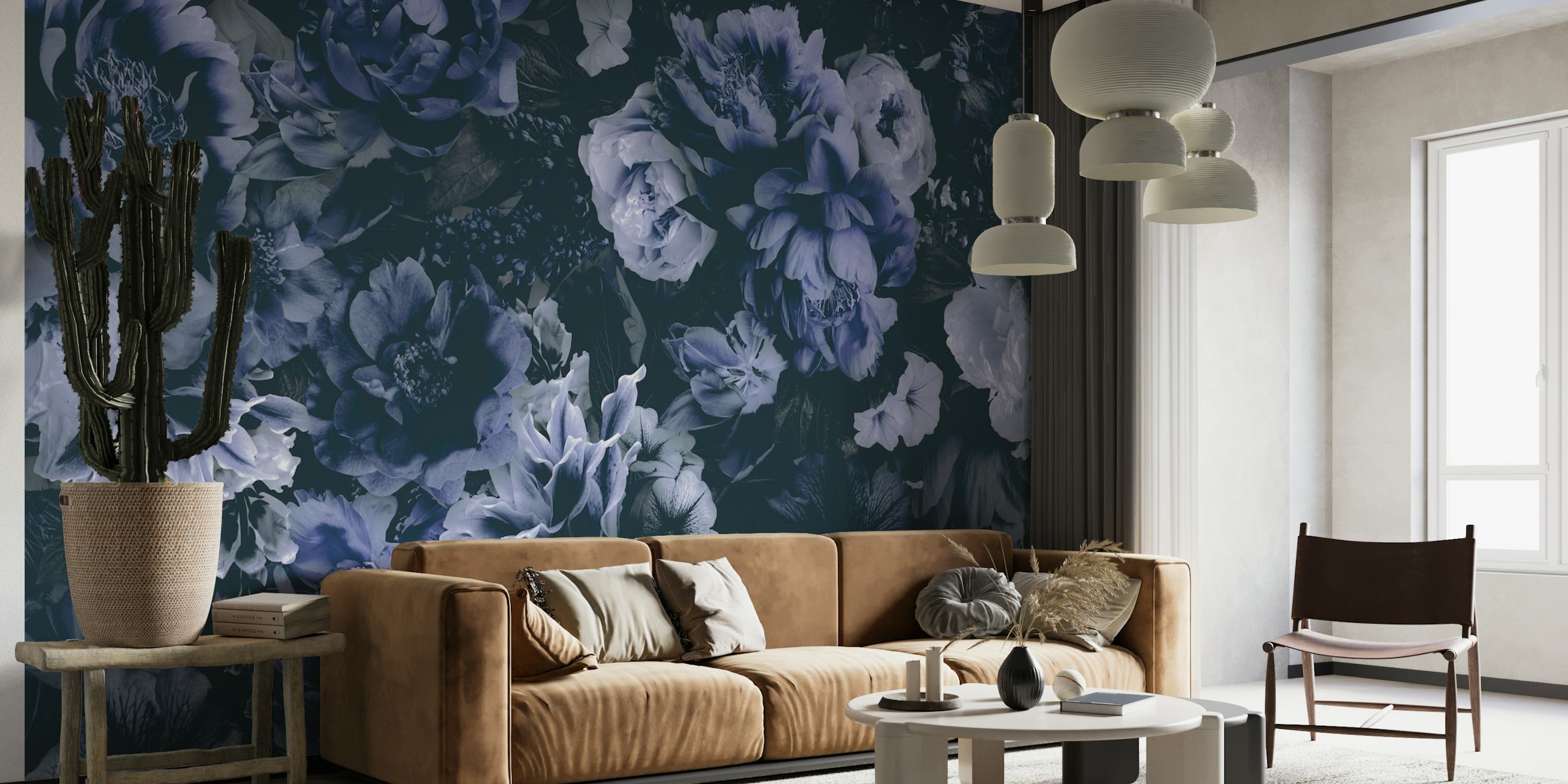 Floral Baroque Opulence Navy Blue wallpaper