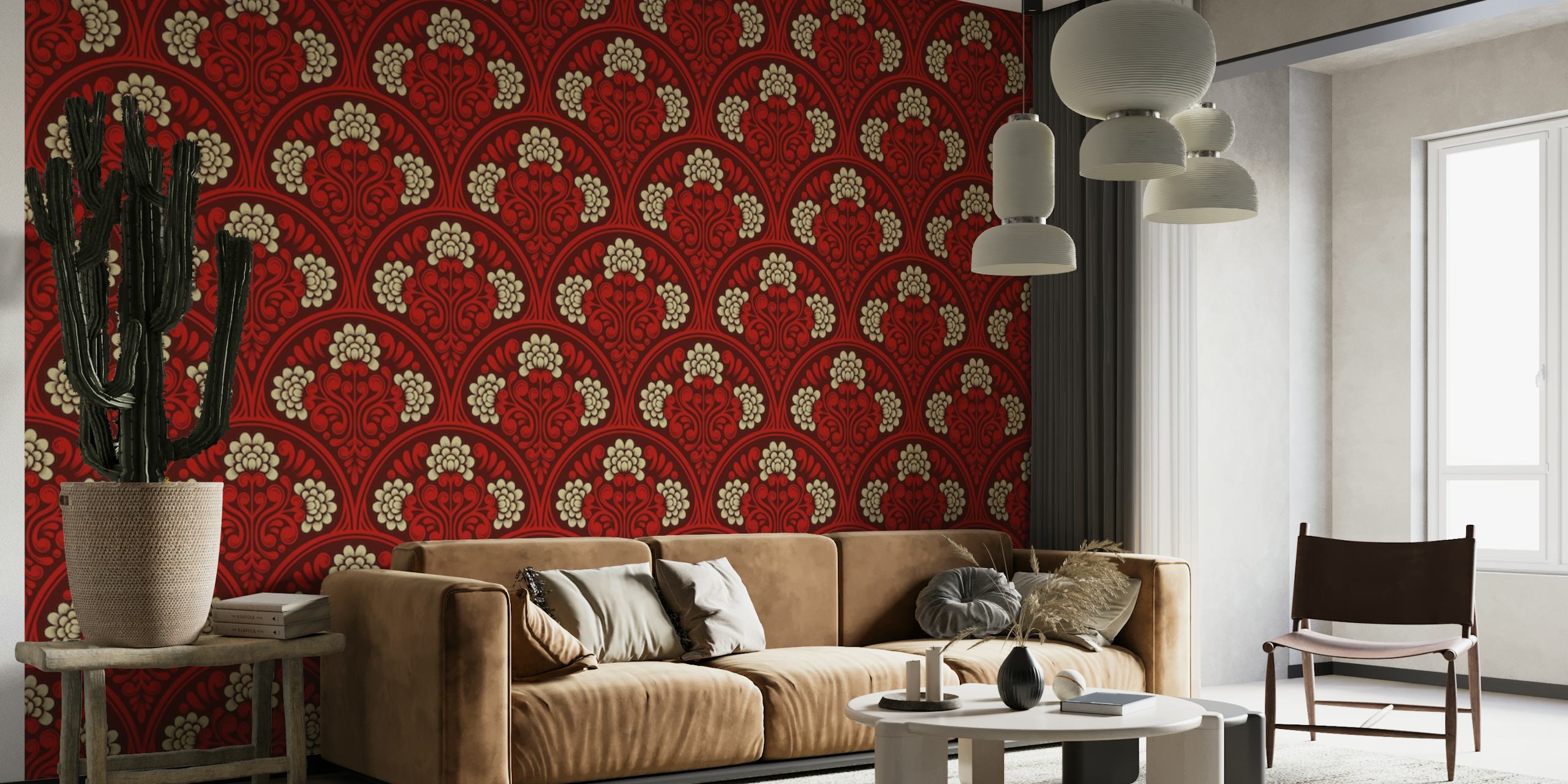 2235 Red flowers pattern wallpaper