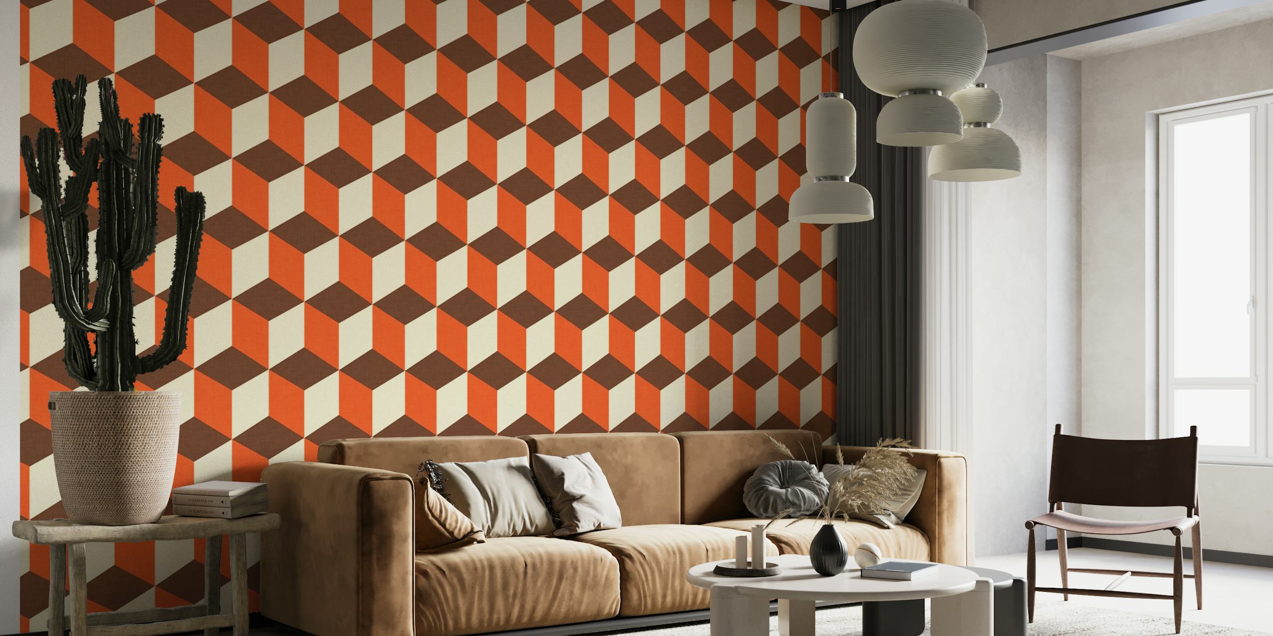 Classic mid mod - Cube Orange wallpaper