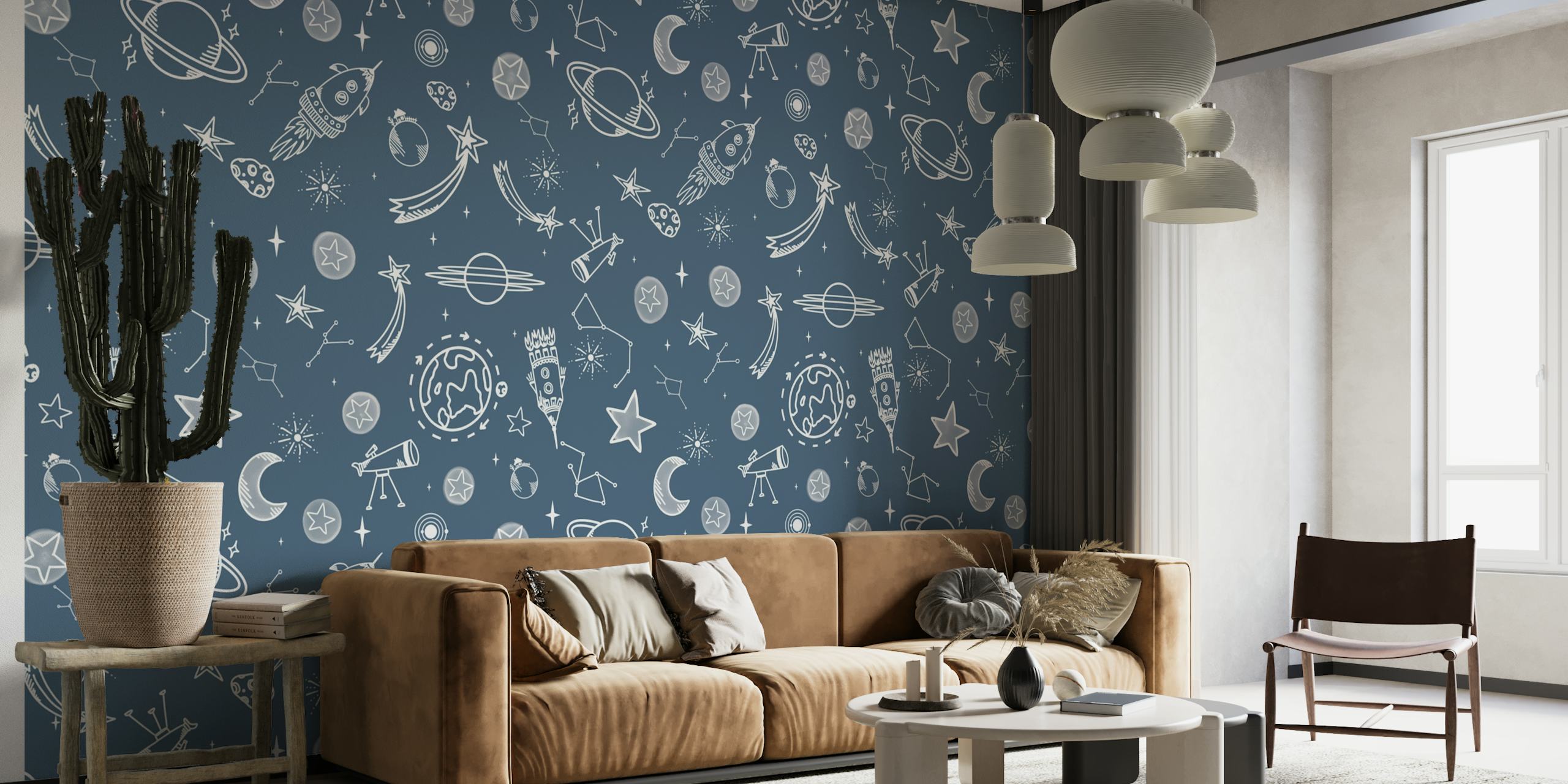 Space Voyage Blue wallpaper