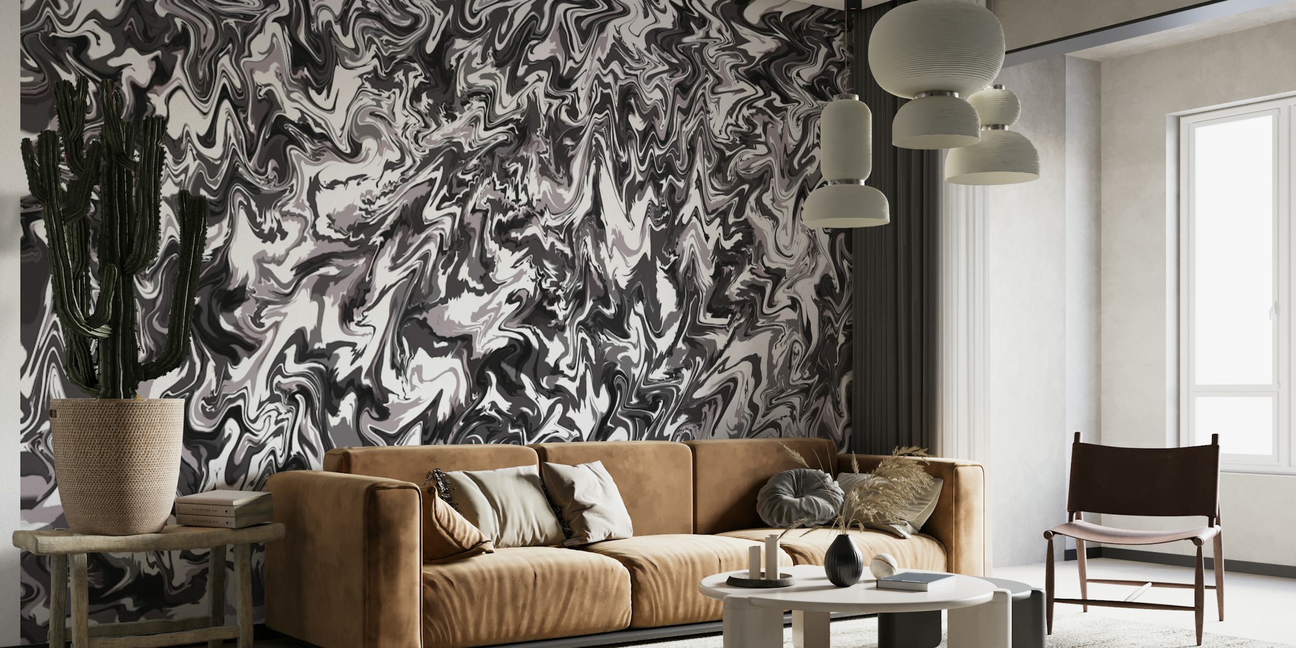 Black and White Pour Painting wallpaper