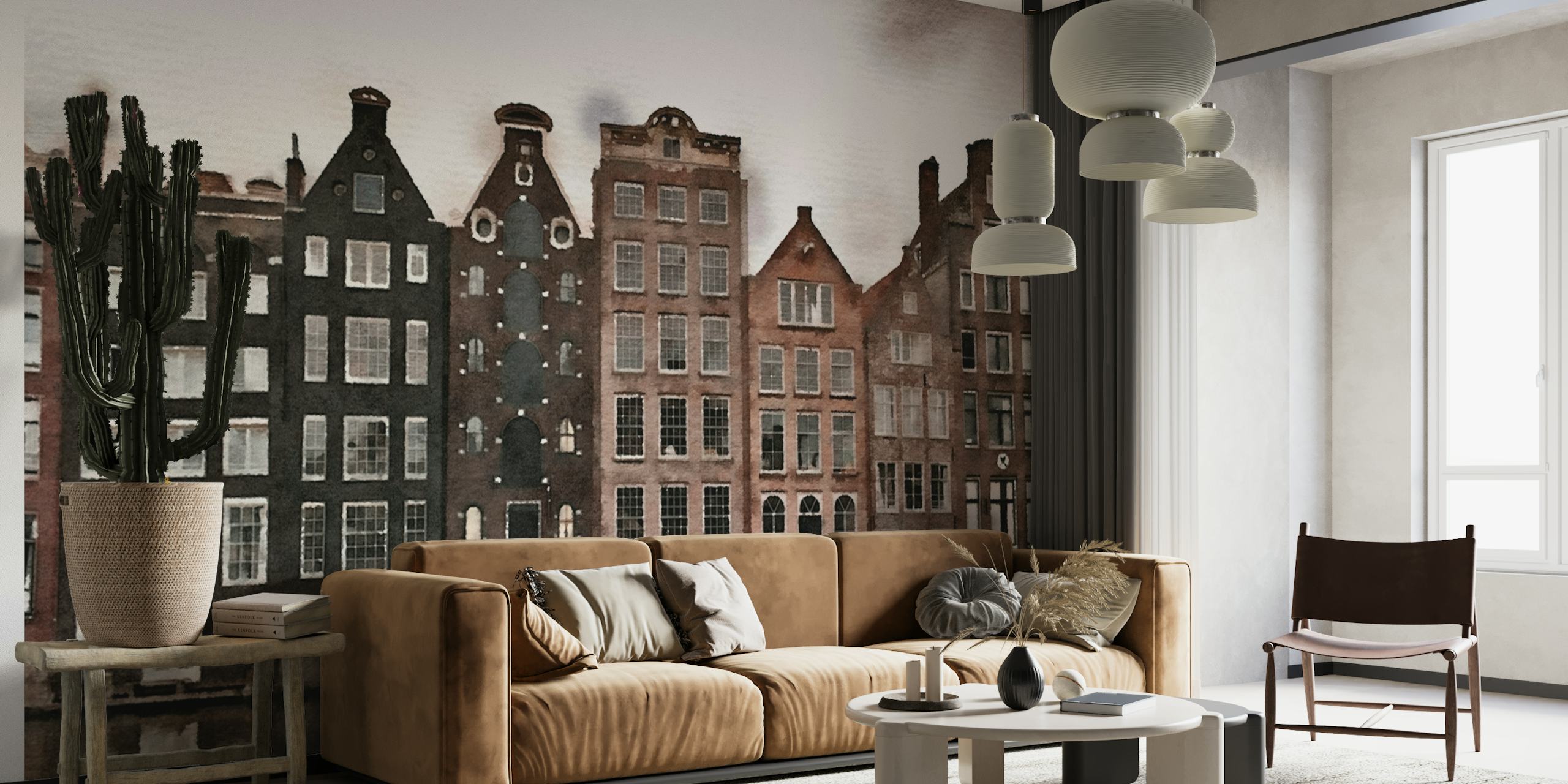 Amsterdam Houses Watercolor tapet