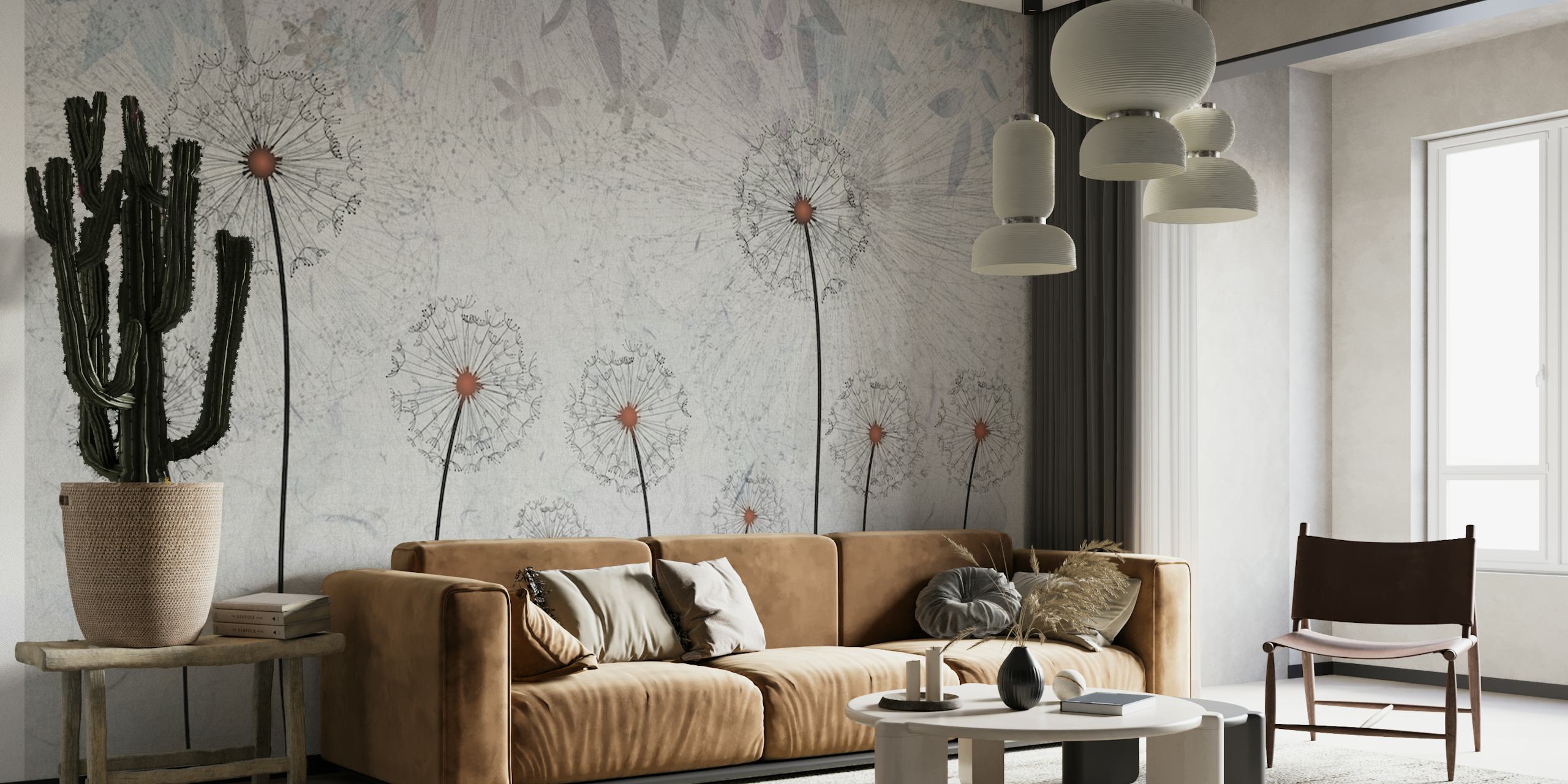 Dandelions on concrete Tapetdesign