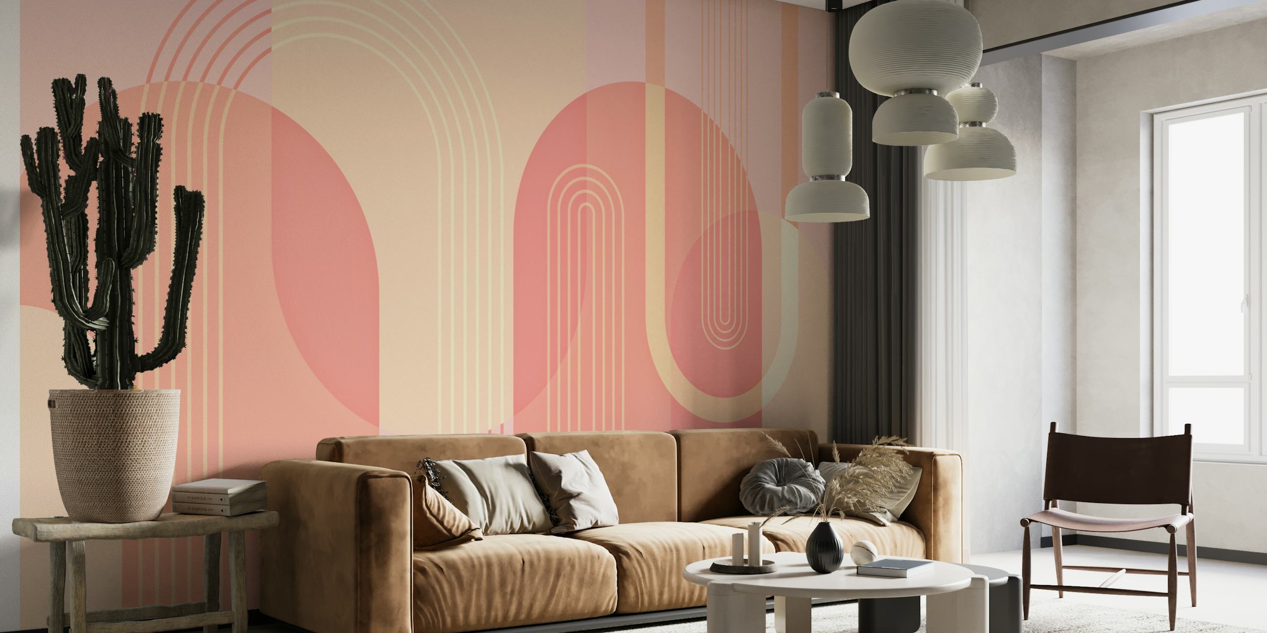 Papel de parede Mid Century Arches Pastels em um quarto