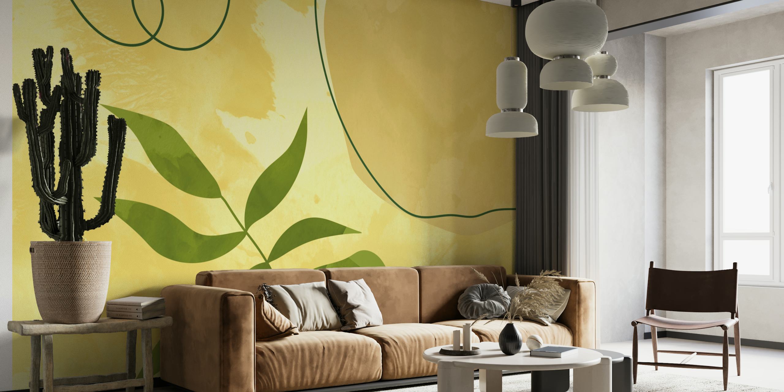 Mid Century Florals V wallpaper in a room