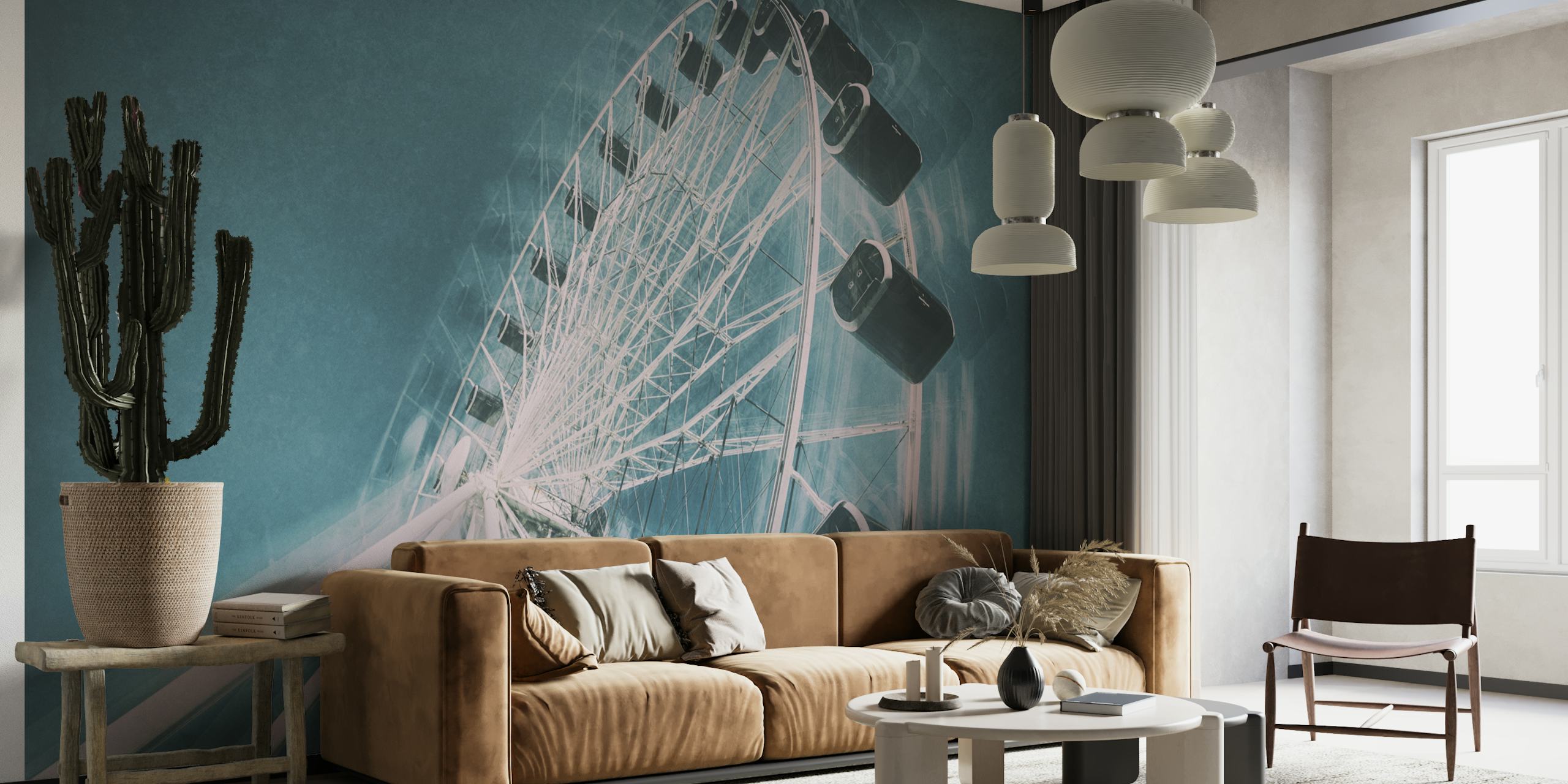 Ferris wheel wallpaper in a room