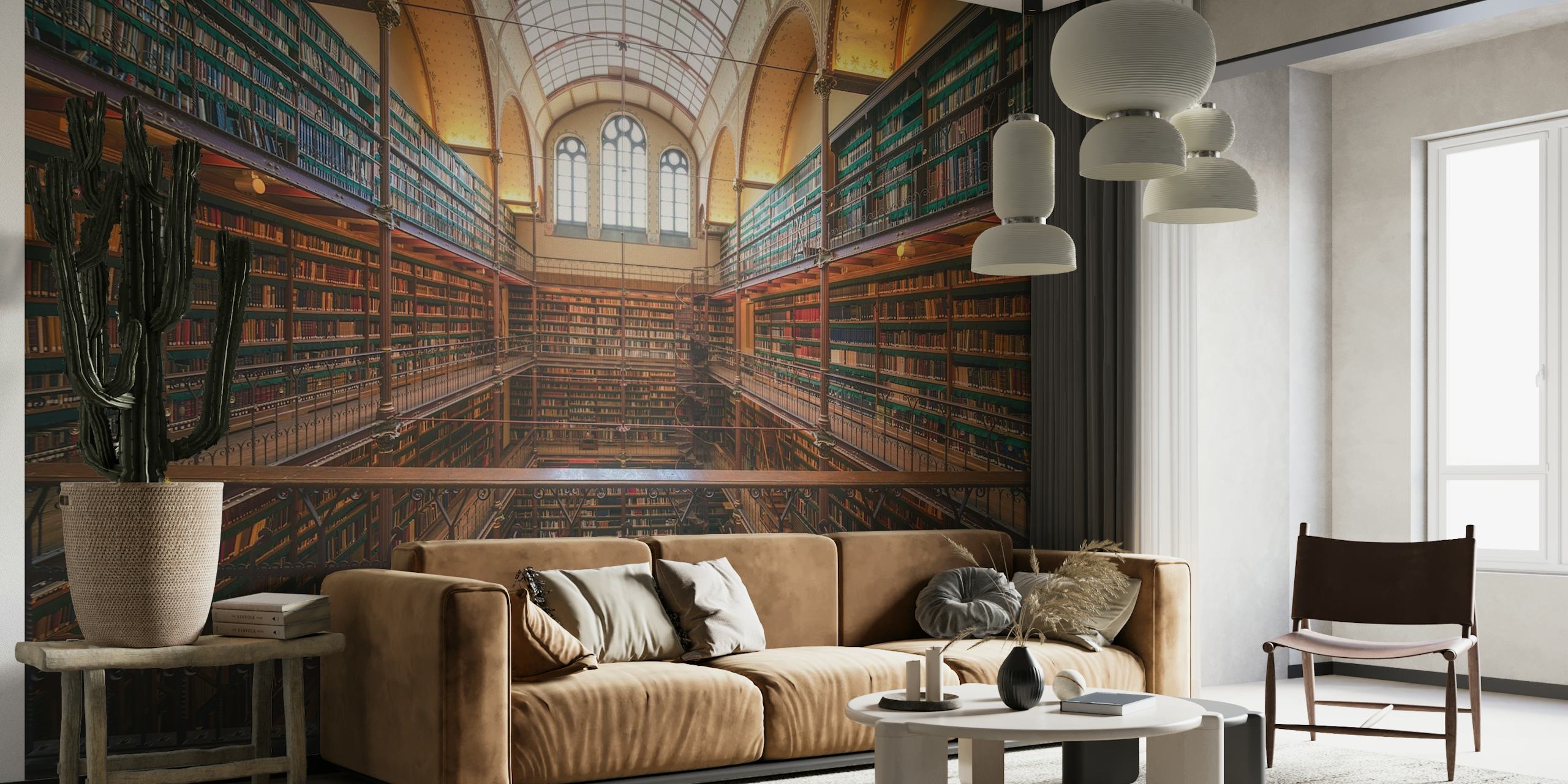 Papier peint intérieur grandiose de la bibliothèque du Rijksmuseum