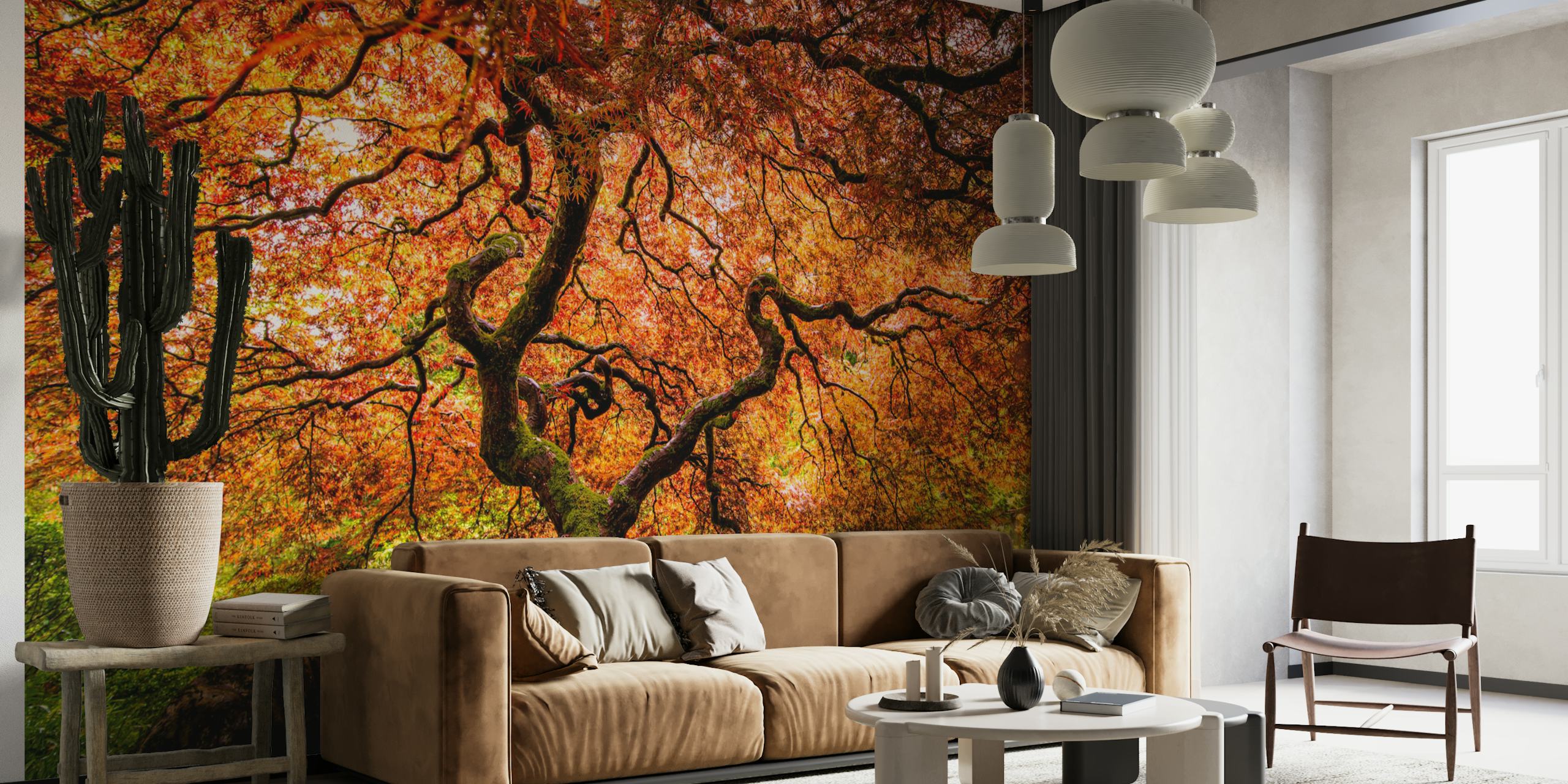 Wall mural of an old maple tree with autumn leaves