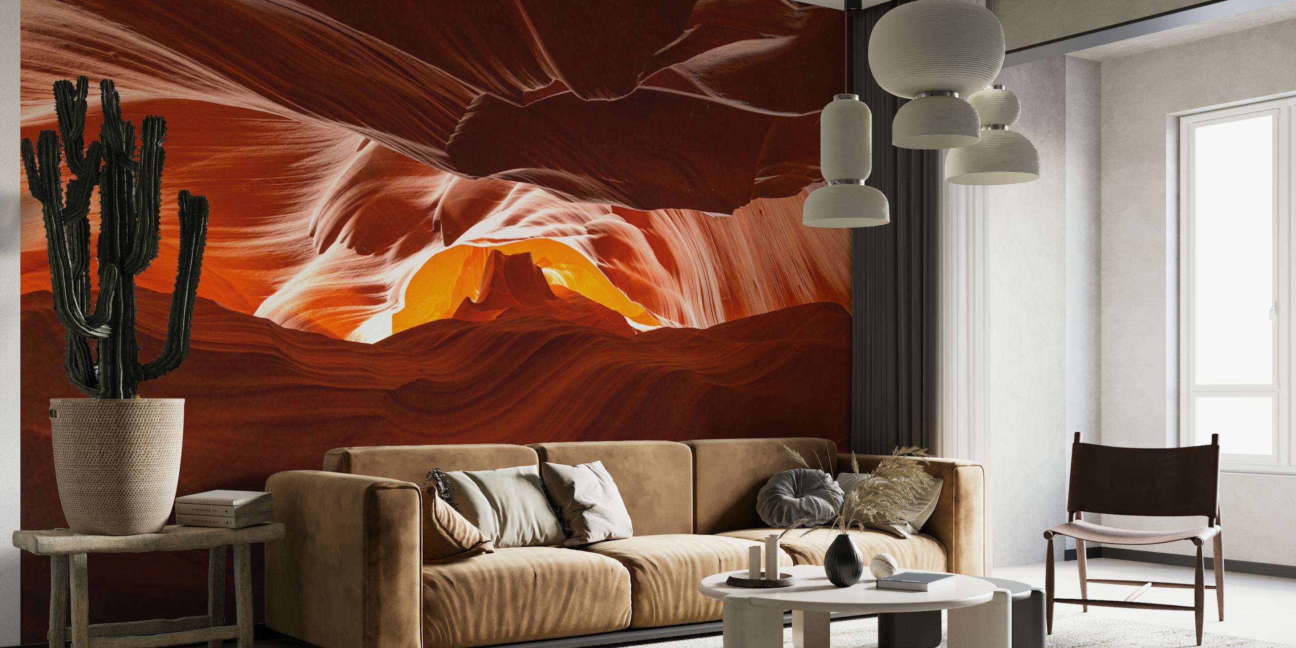 Antelope Canyon wall mural featuring the iconic sandstone formations and play of light and shadows