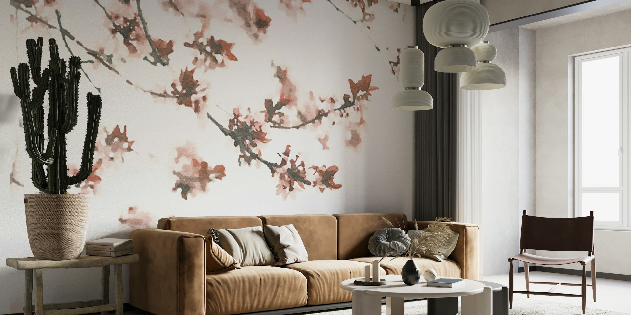 Toffee Cherry Flower Watercolo wallpaper