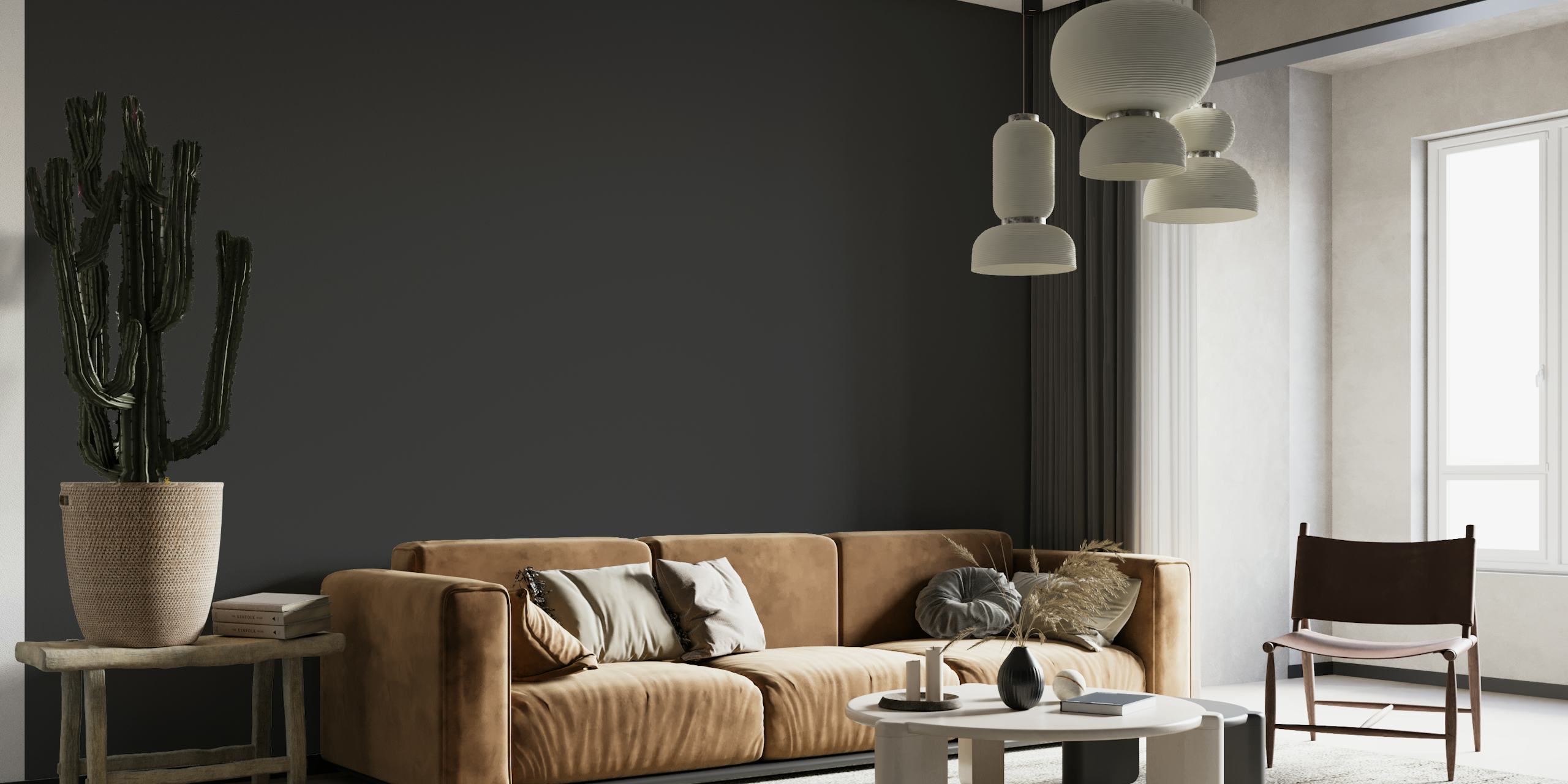 Light black wallpaper in modern room setting