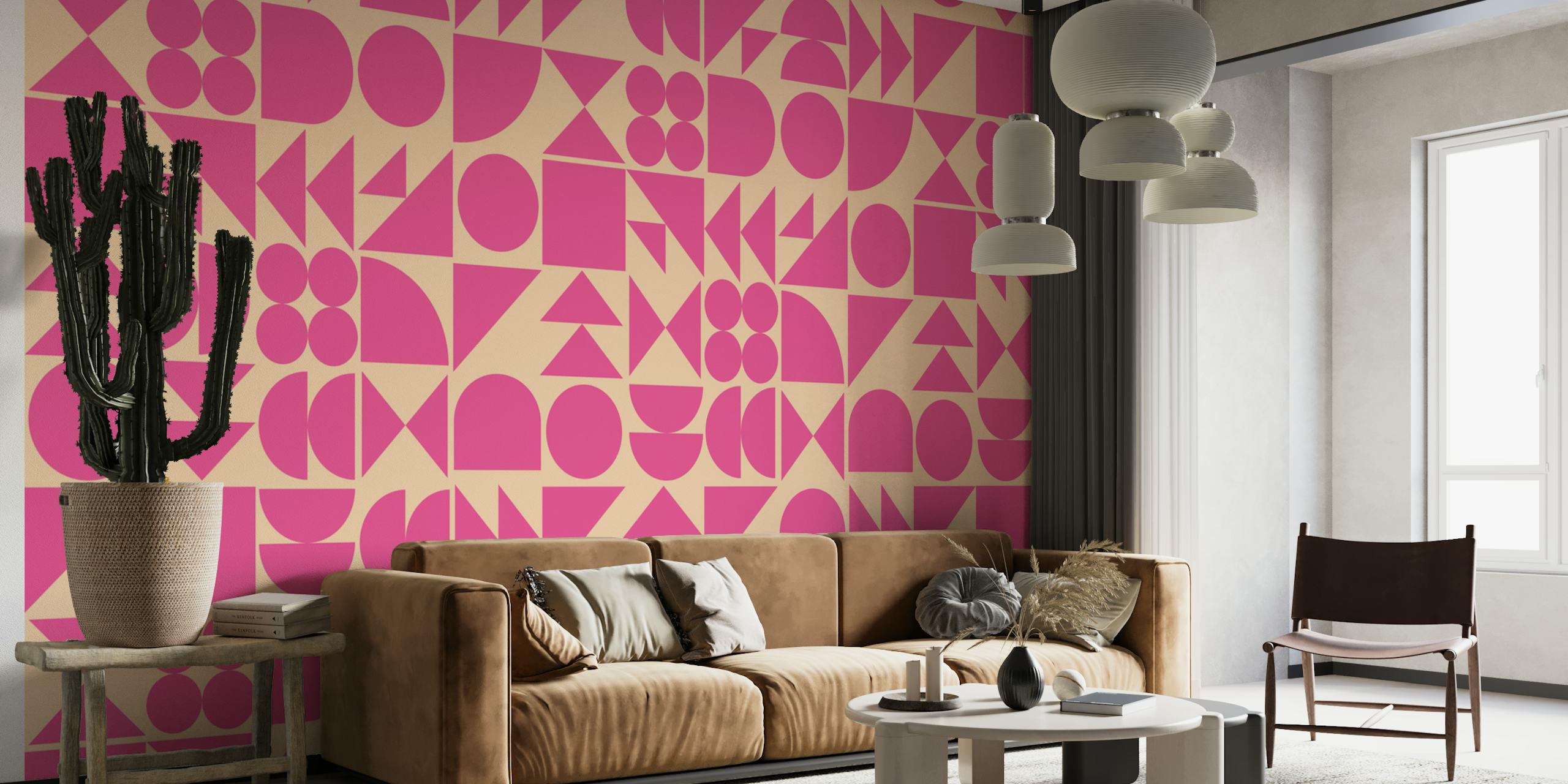 Papier peint Shapes in Hot Pink dans une pièce