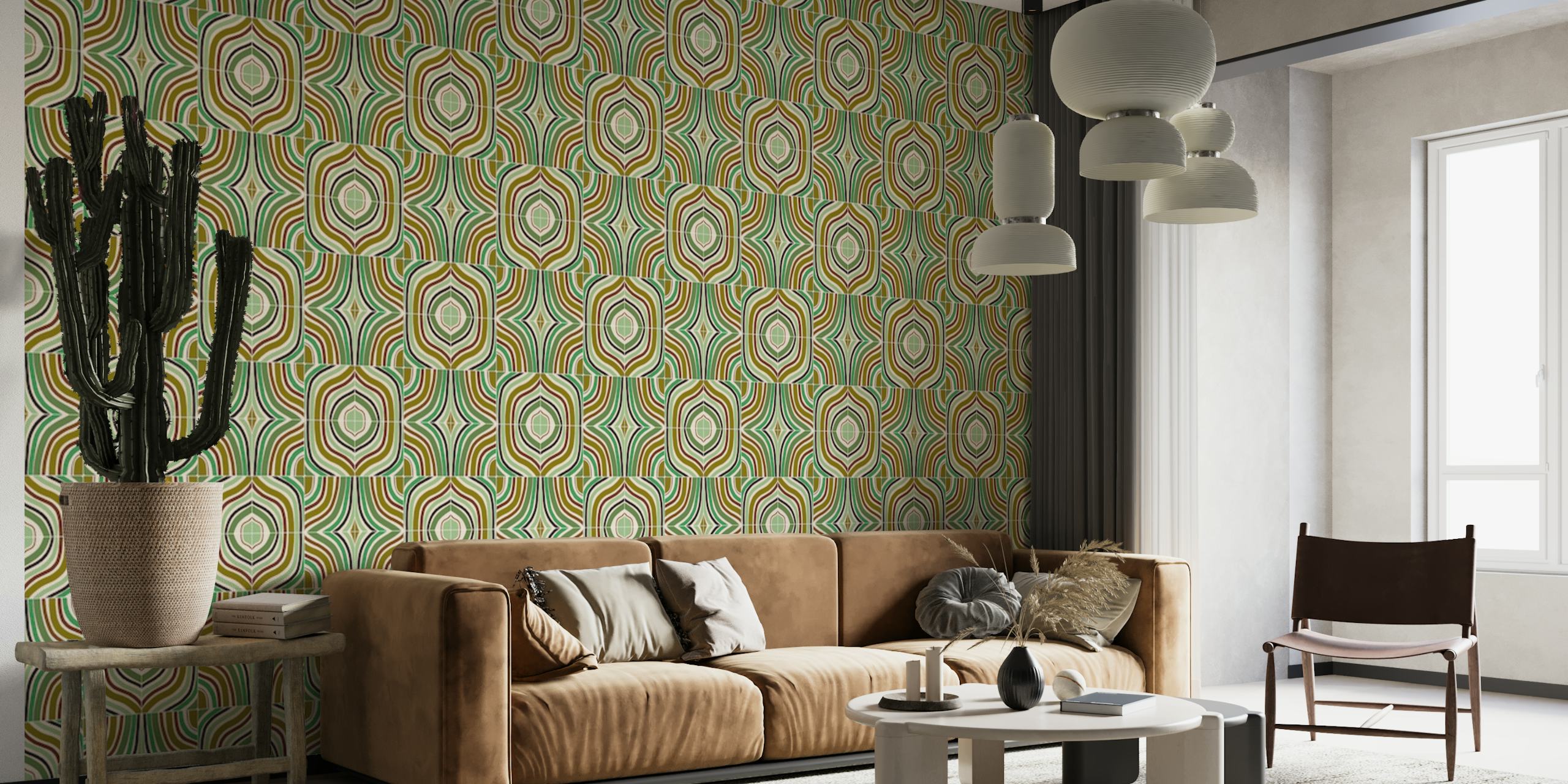 Jade Retro Rainbow Tiles tapetti huoneessa
