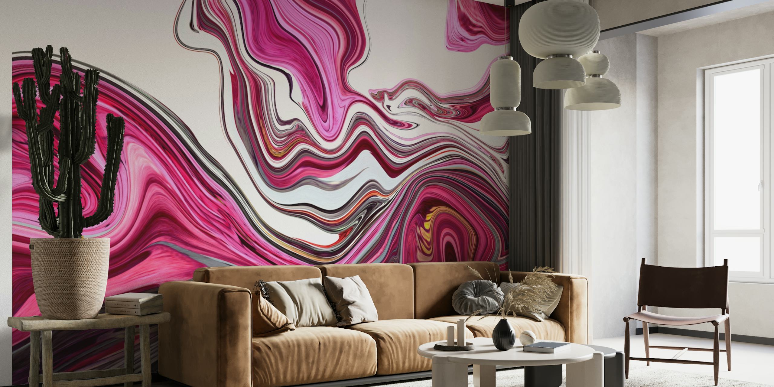 Viva Magenta Fluid Waves wallpaper