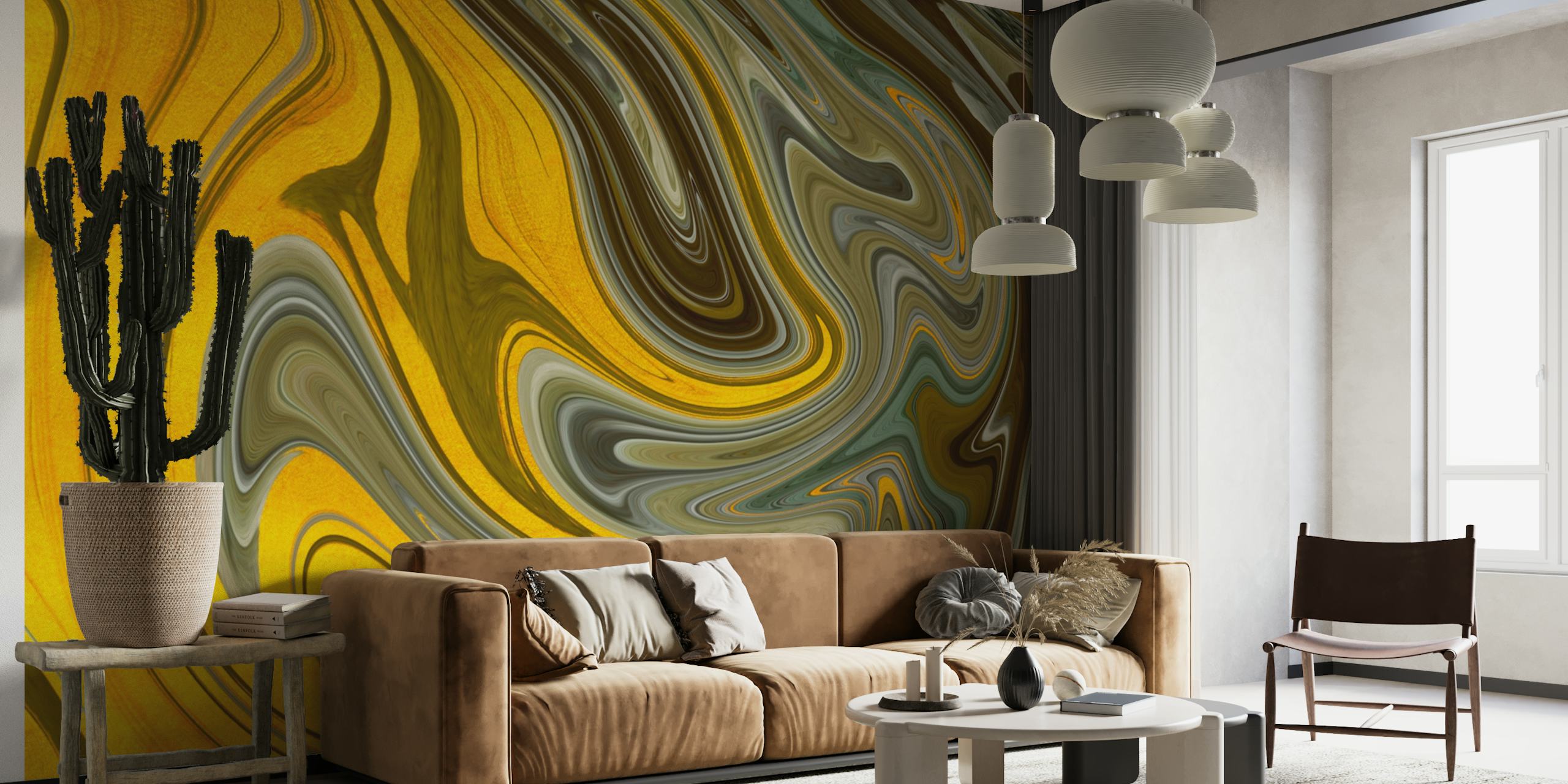 Fluid gold abstract wallpaper