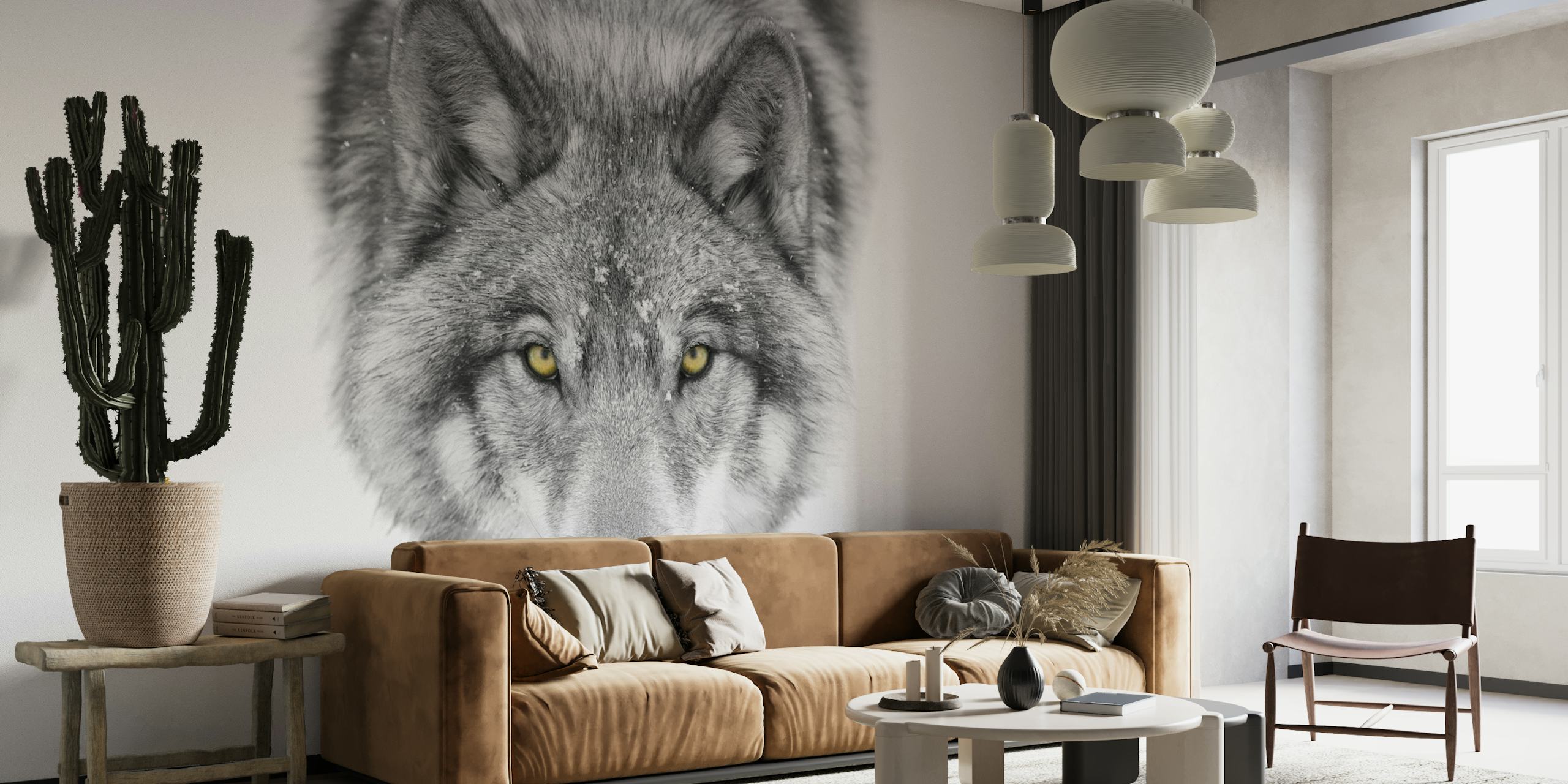 Yellow eyes   Timber Wolf papel de parede